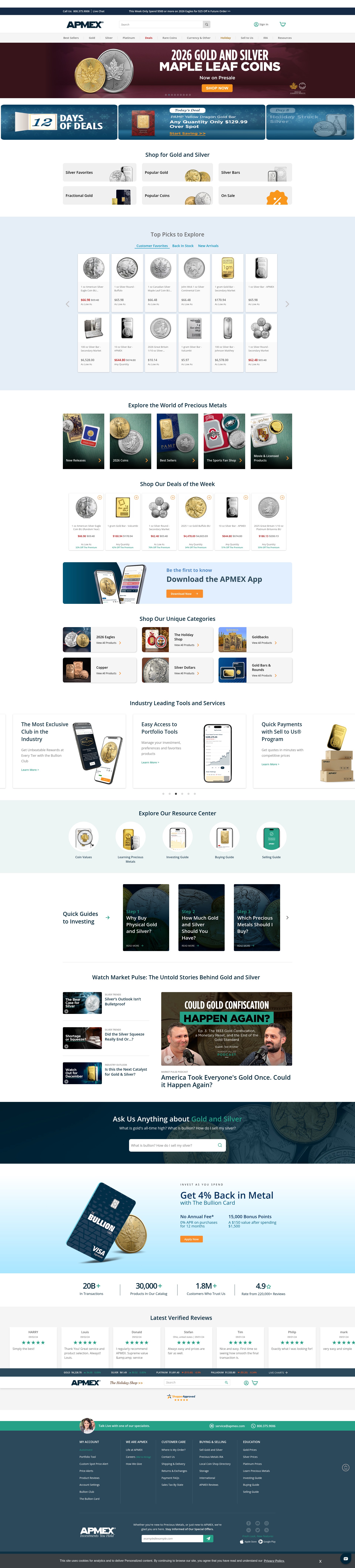 Screenshot of www.apmex.com