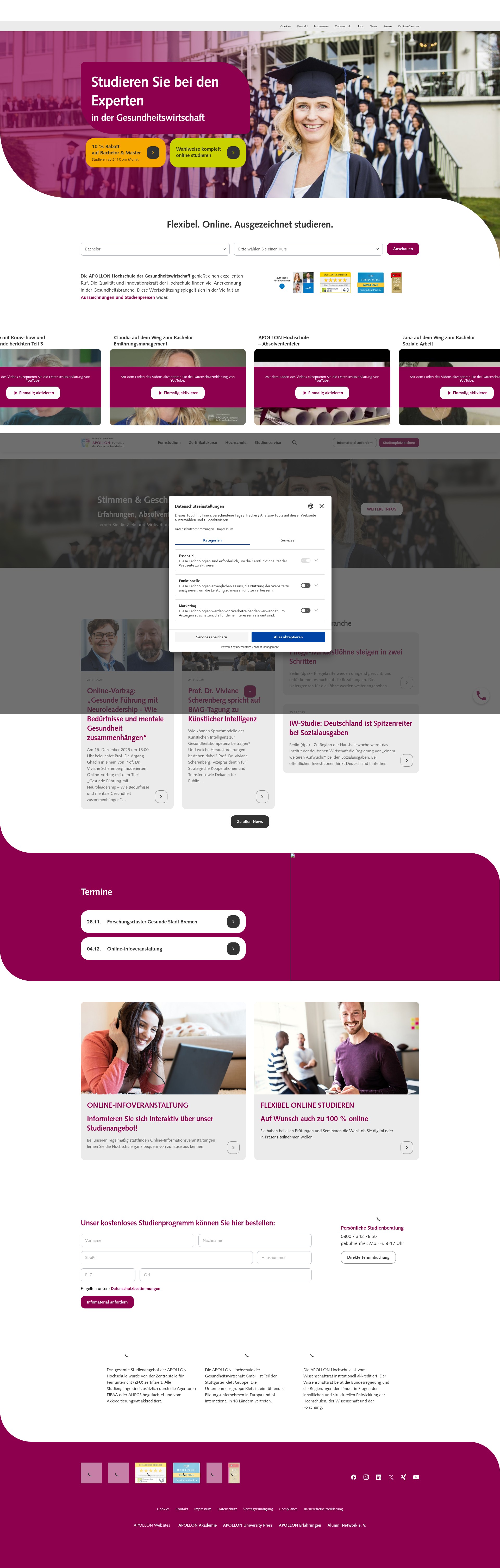 Screenshot of www.apollon-hochschule.de