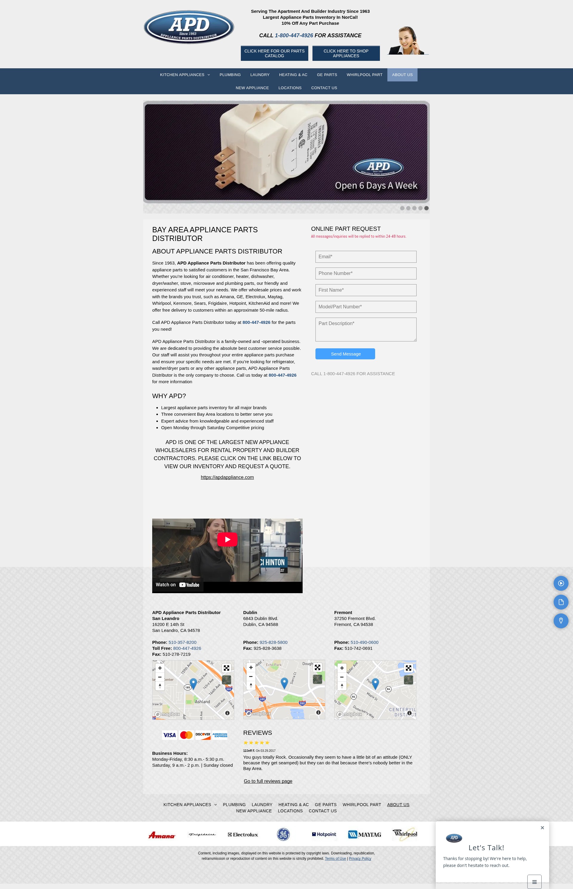 Screenshot of www.appliancepartsbayareaus.com