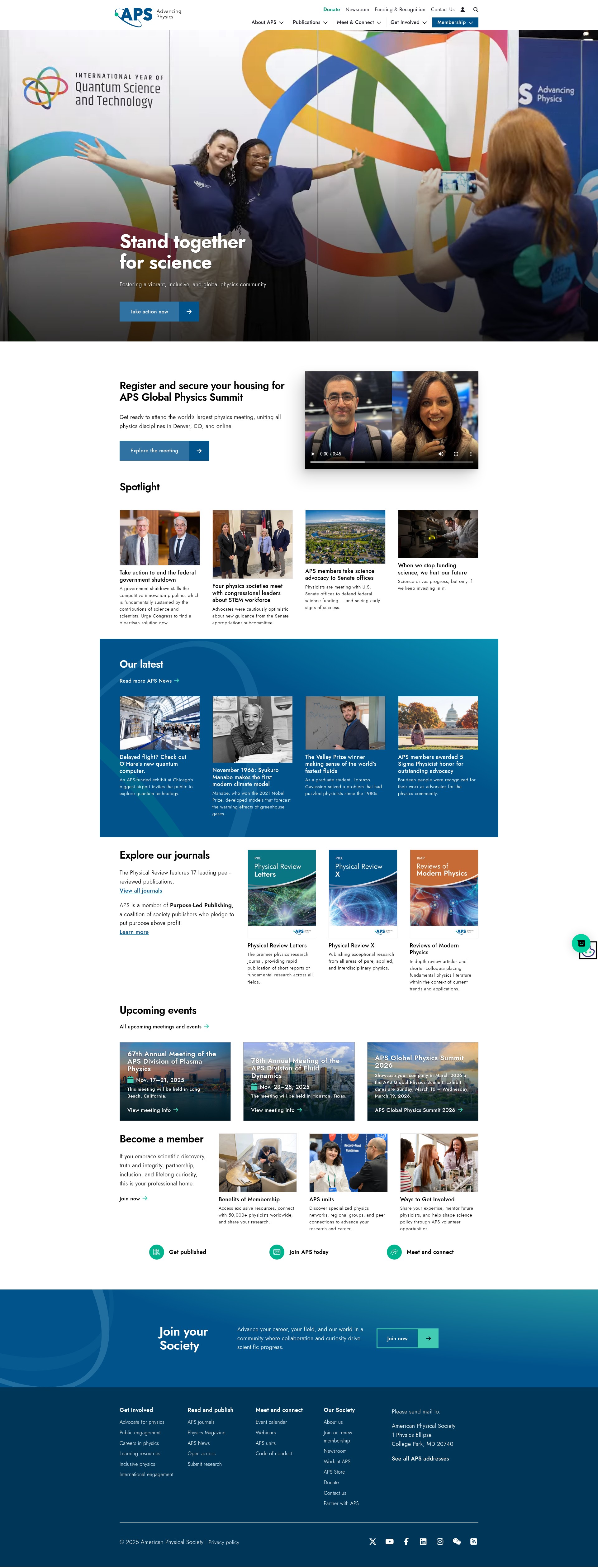 Screenshot of www.aps.org