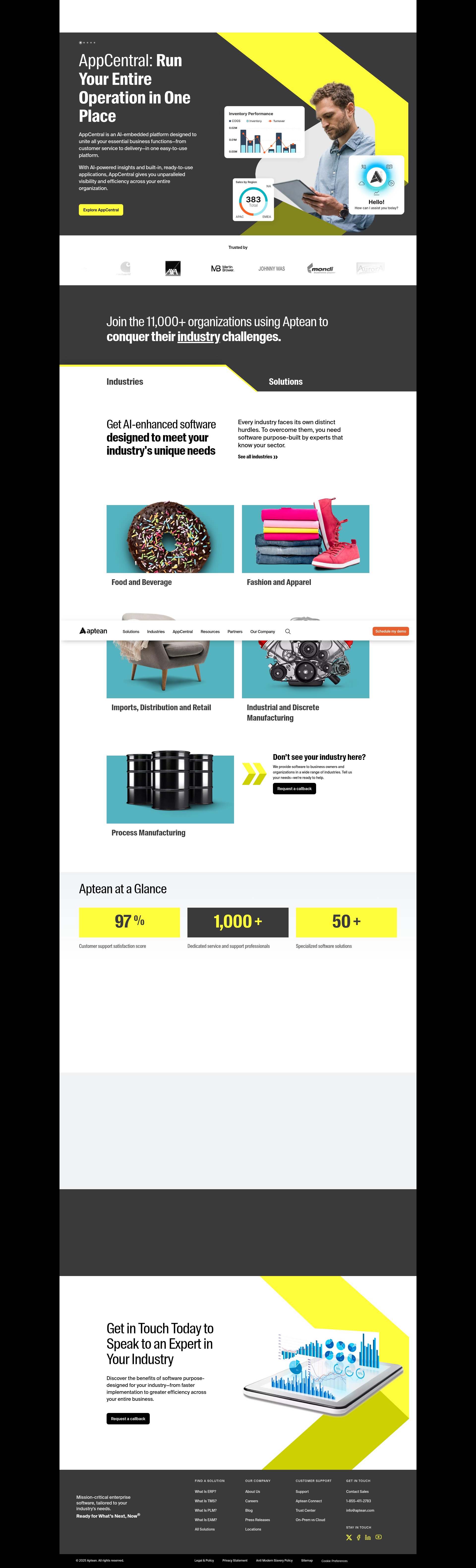 Screenshot of www.aptean.com