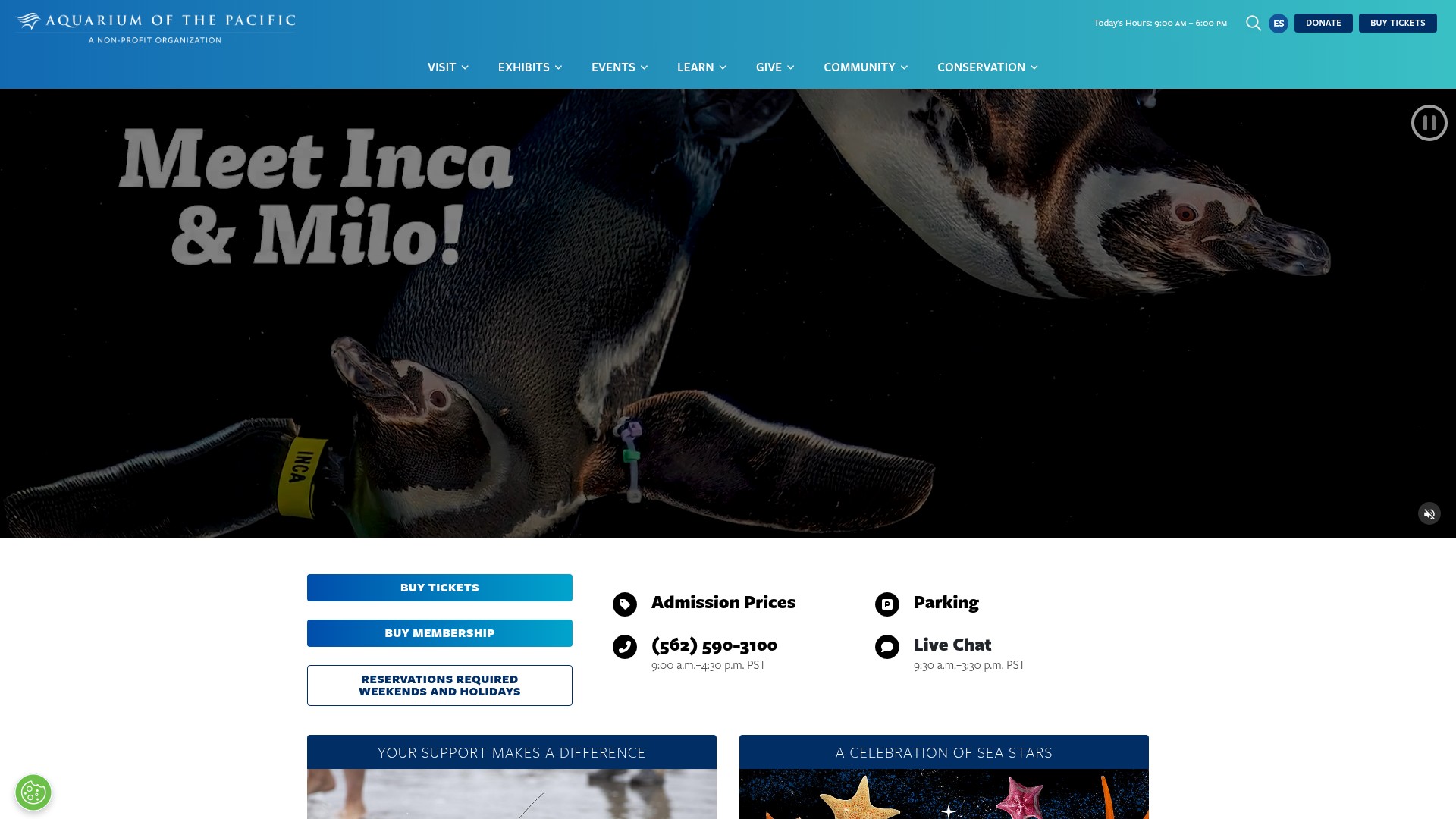 Screenshot of www.aquariumofpacific.org