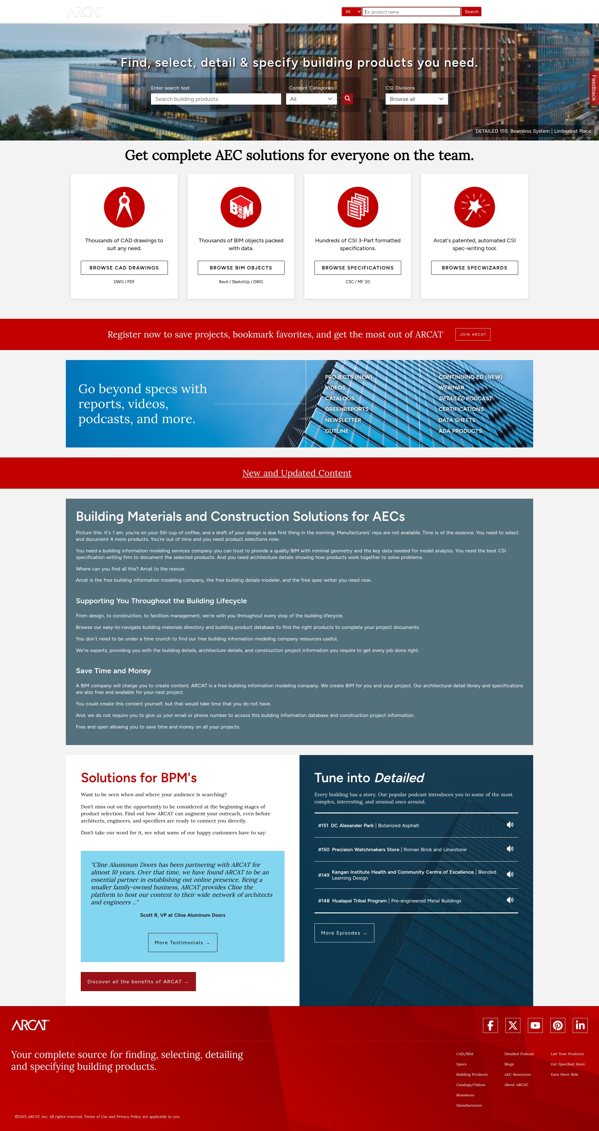 Screenshot of www.arcat.com