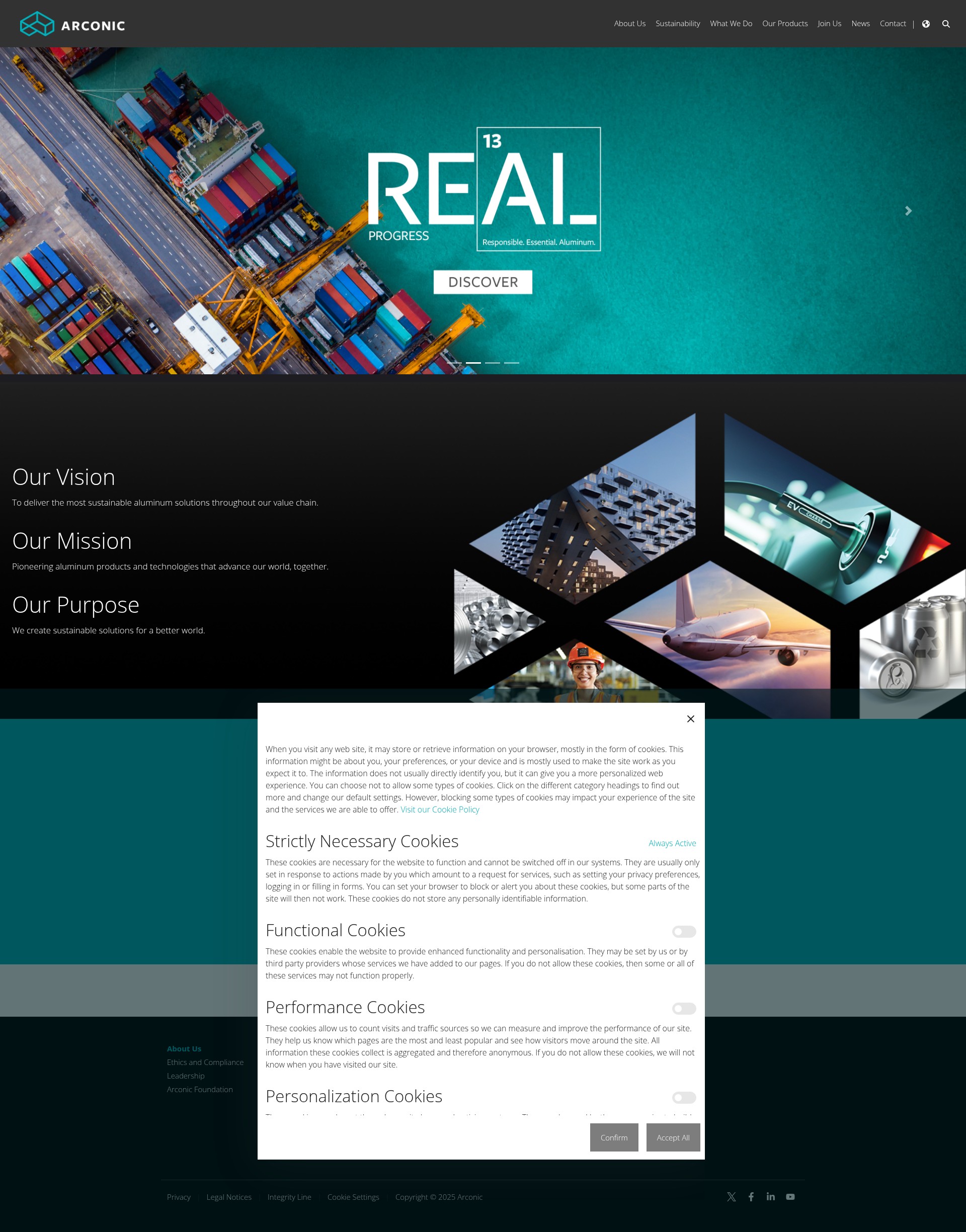 Screenshot of www.arconic.com