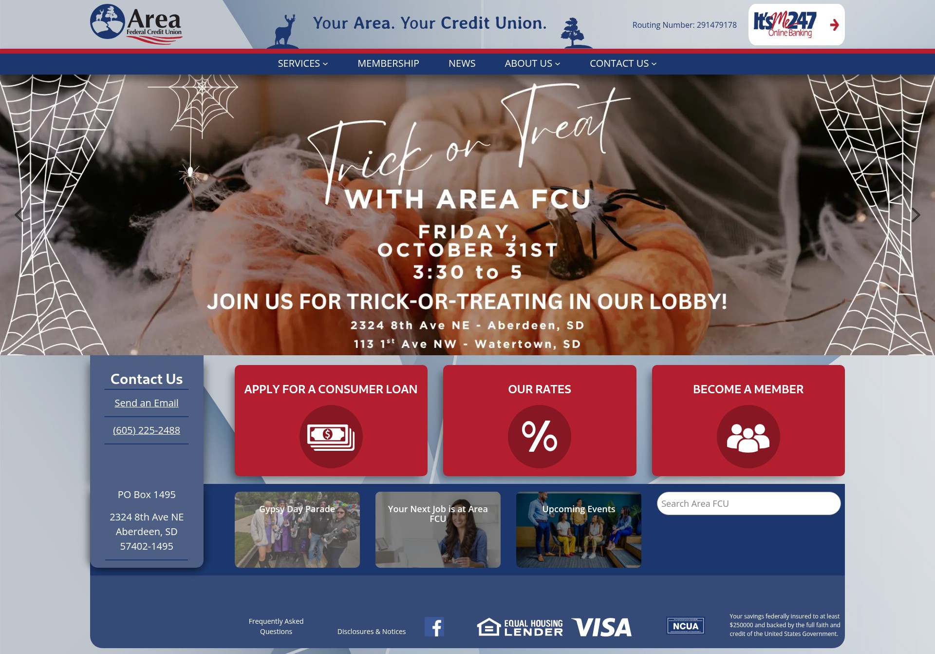 Screenshot of www.areafcu.org