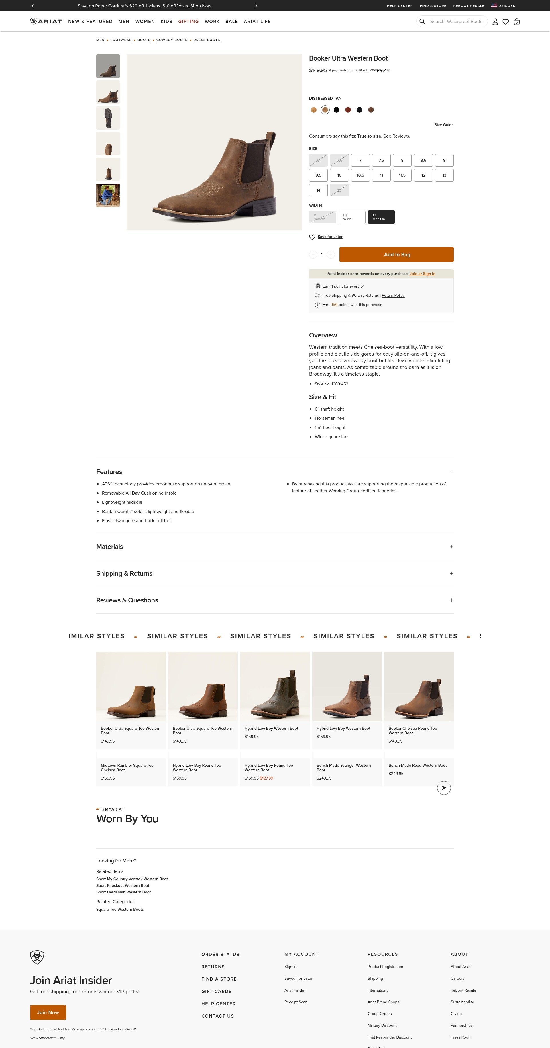 Screenshot of www.ariat.com