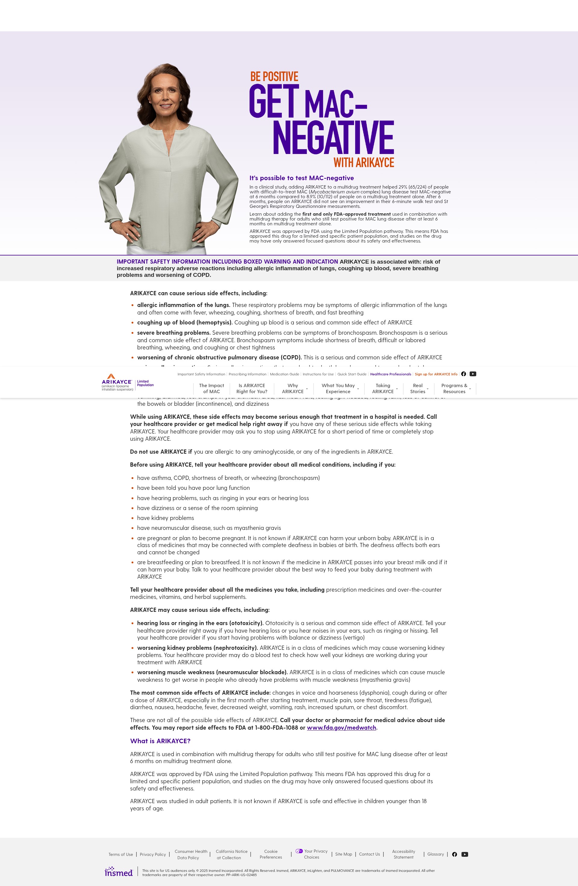 Screenshot of www.arikayce.com