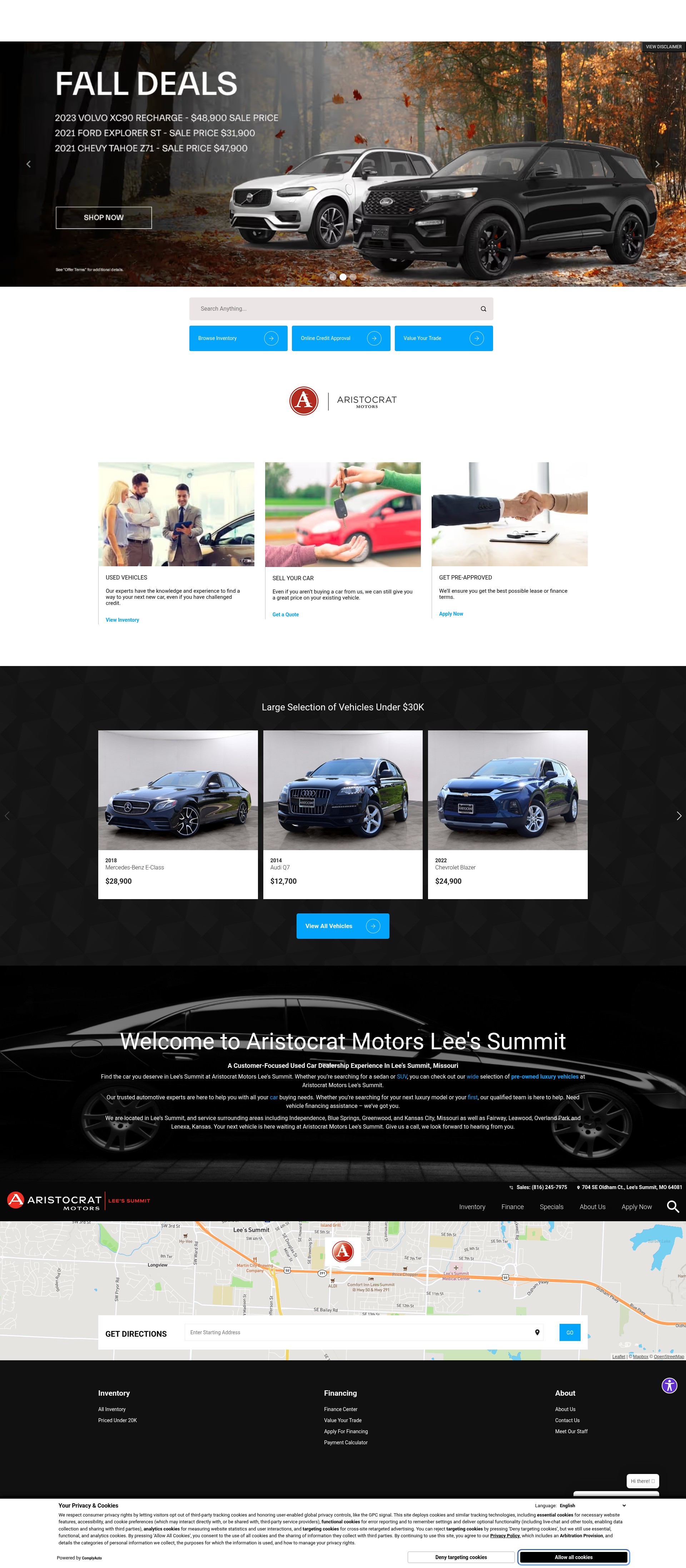 Screenshot of www.aristocratmotorsls.com