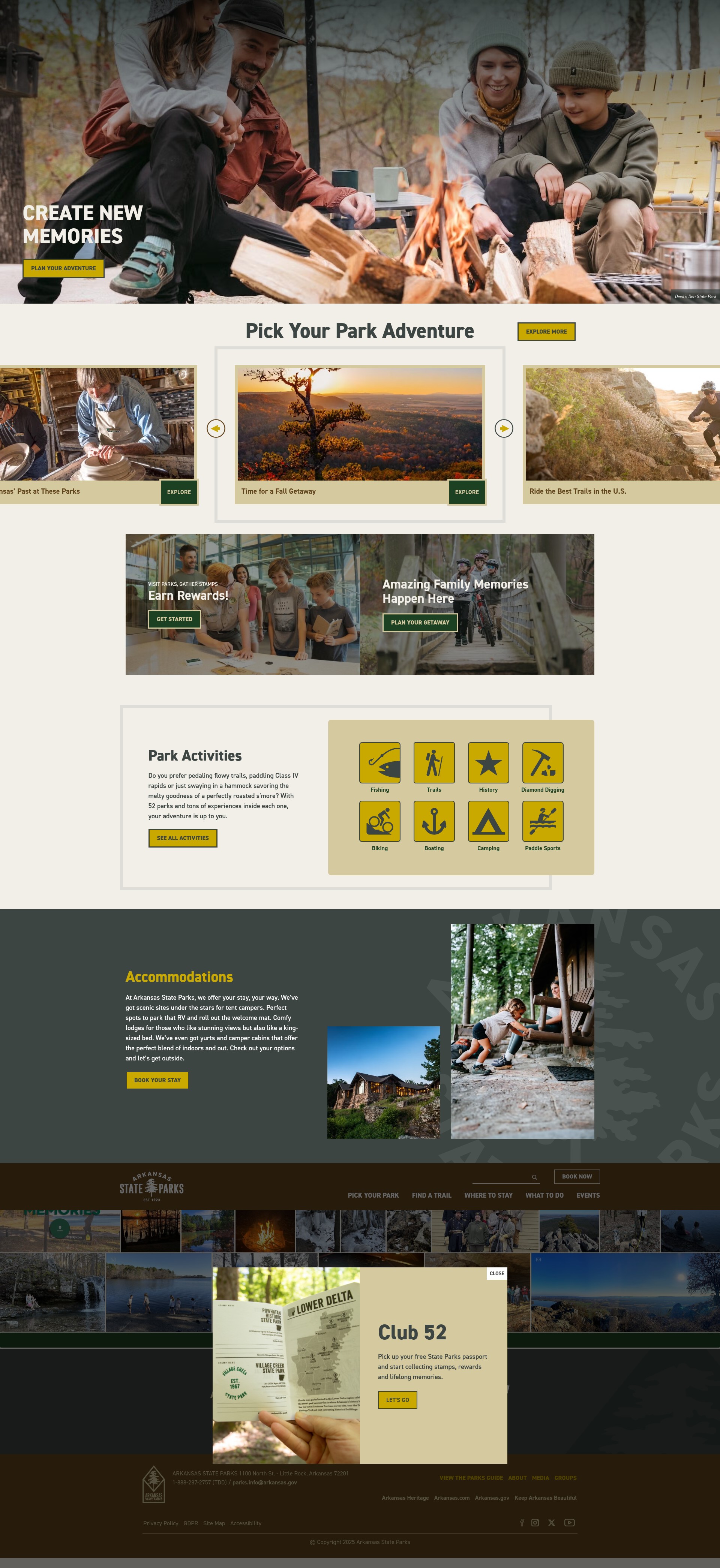 Screenshot of www.arkansasstateparks.com