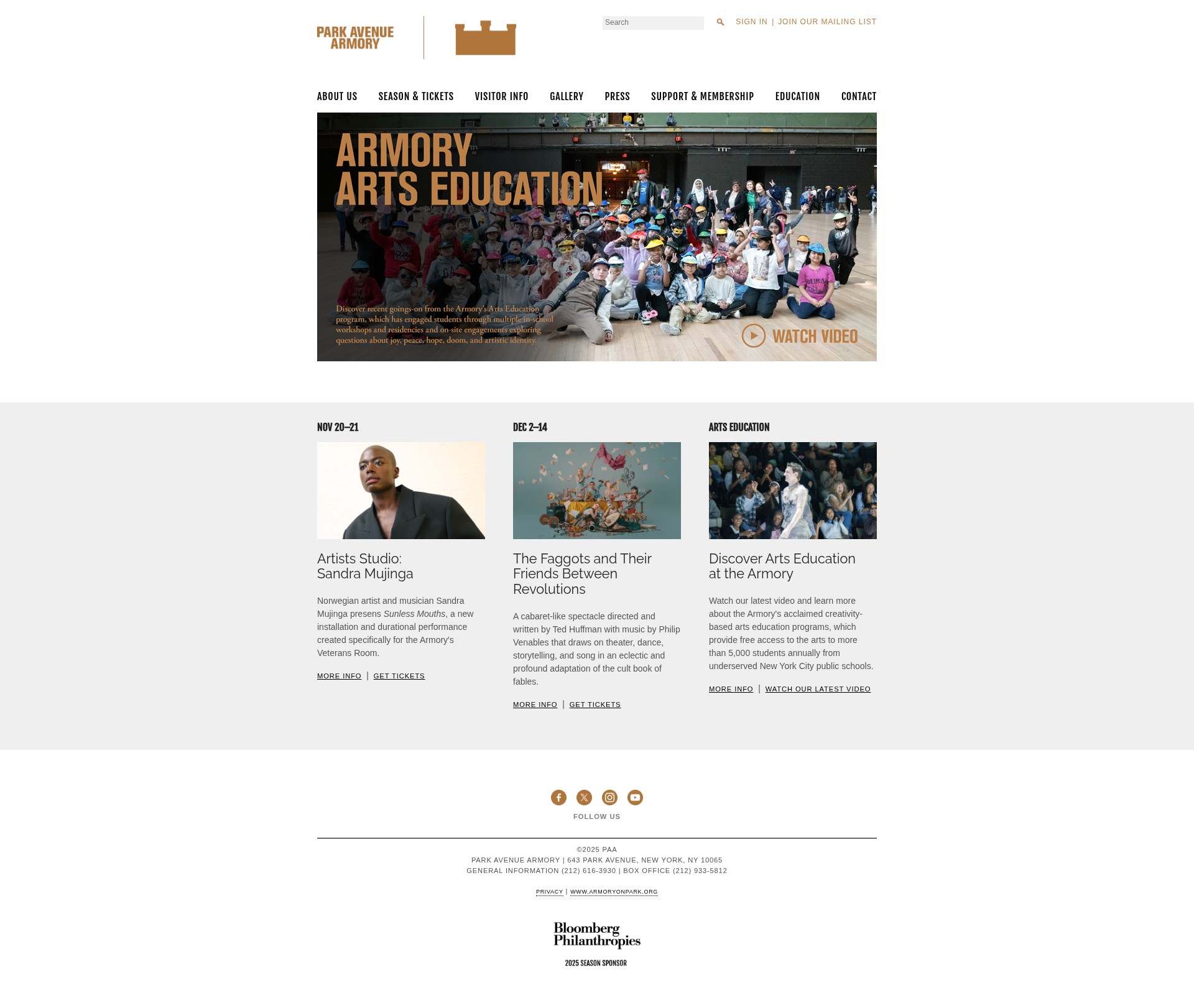 Screenshot of www.armoryonpark.org