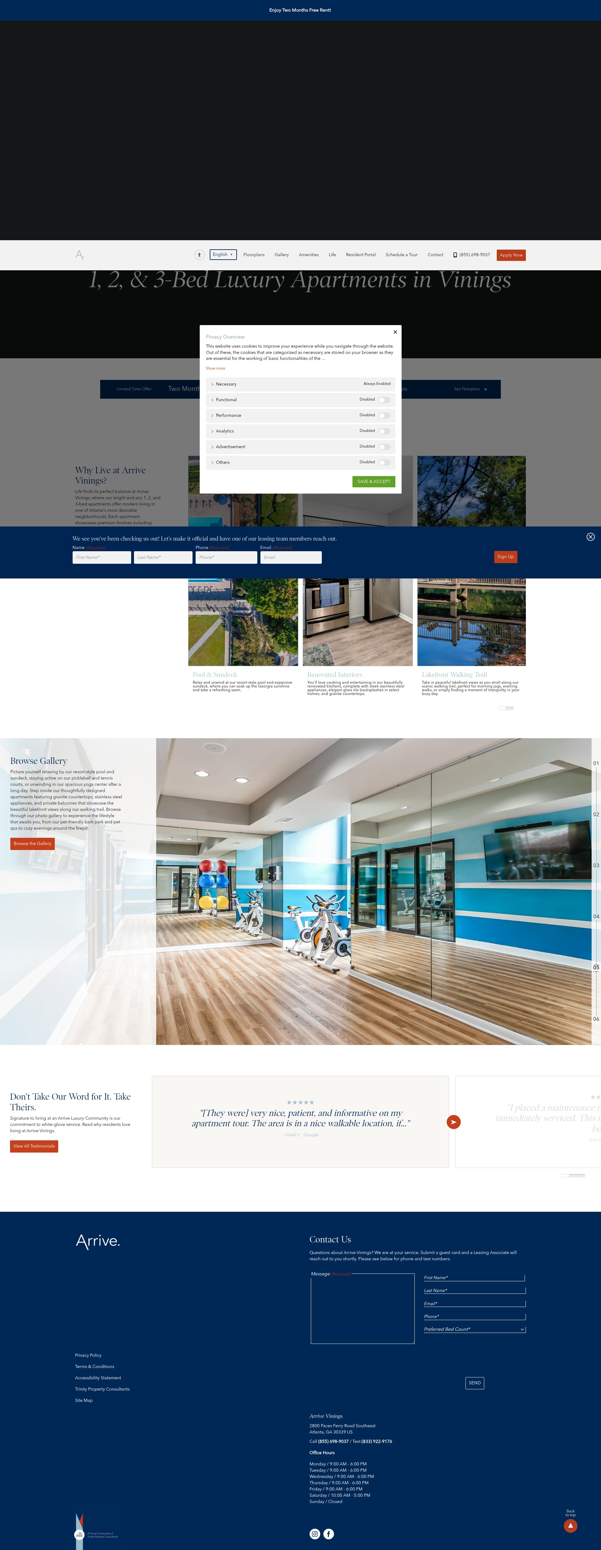 Screenshot of www.arrivevinings.com