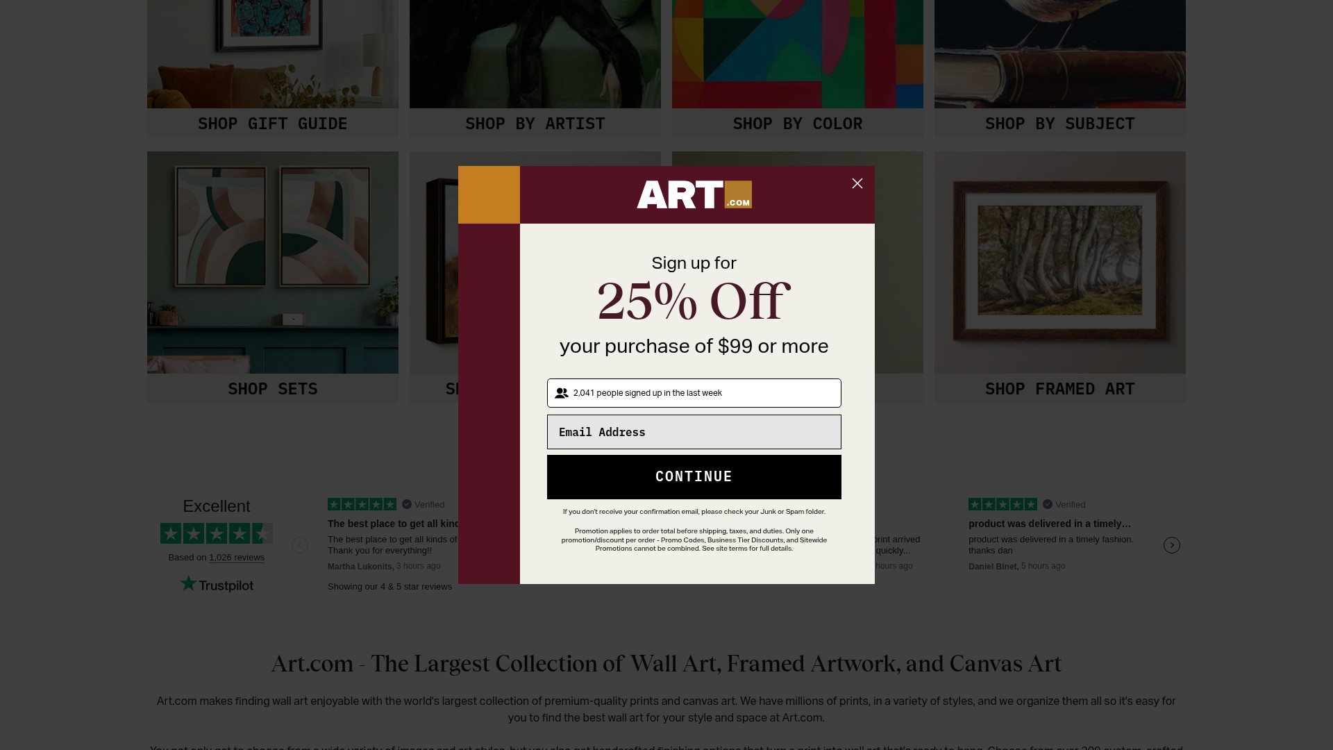 Screenshot of www.art.com