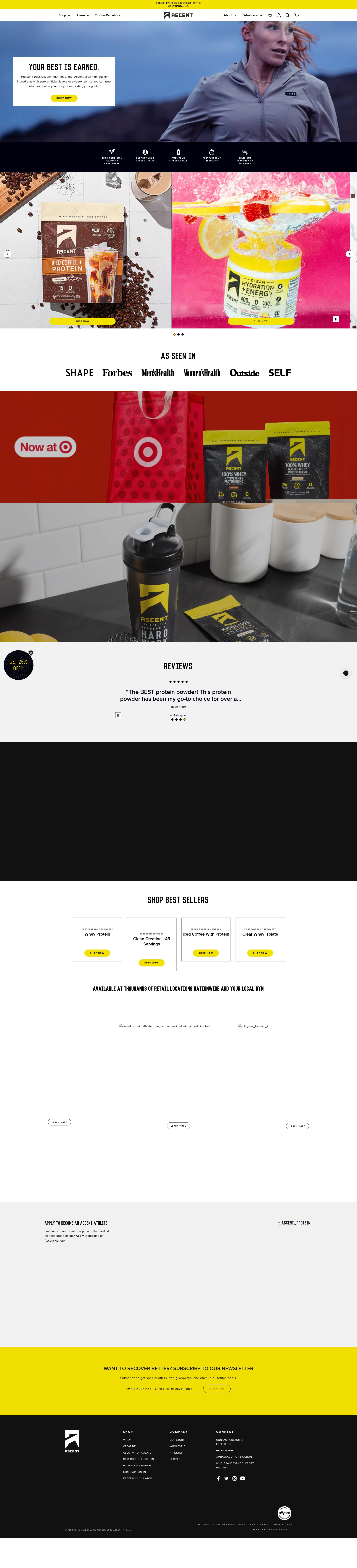 Screenshot of www.ascentprotein.com