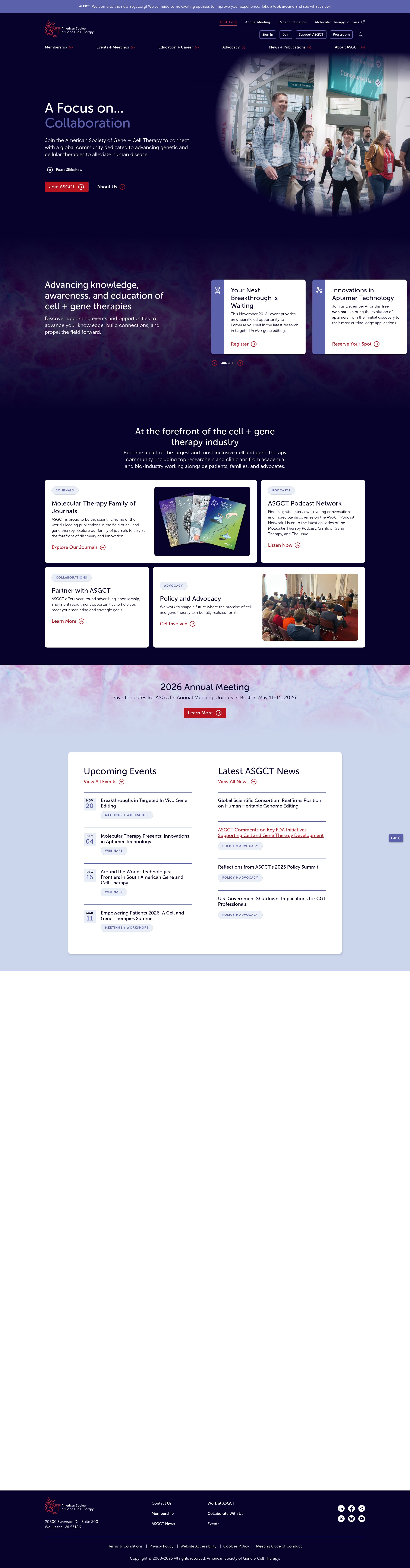 Screenshot of www.asgct.org