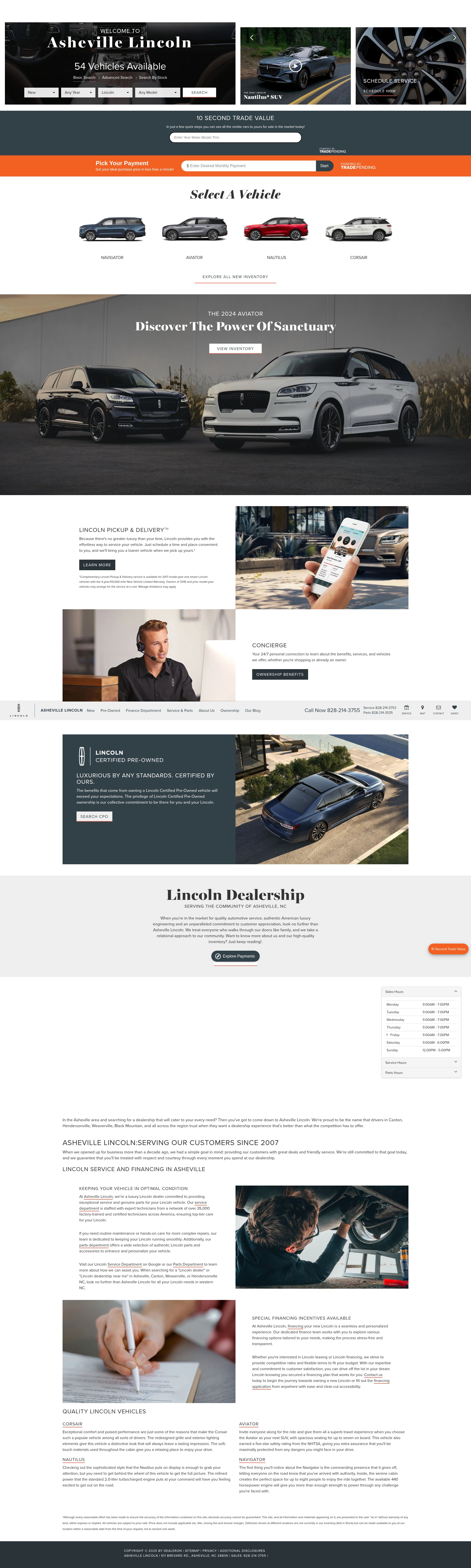 Screenshot of www.ashevillelincoln.com