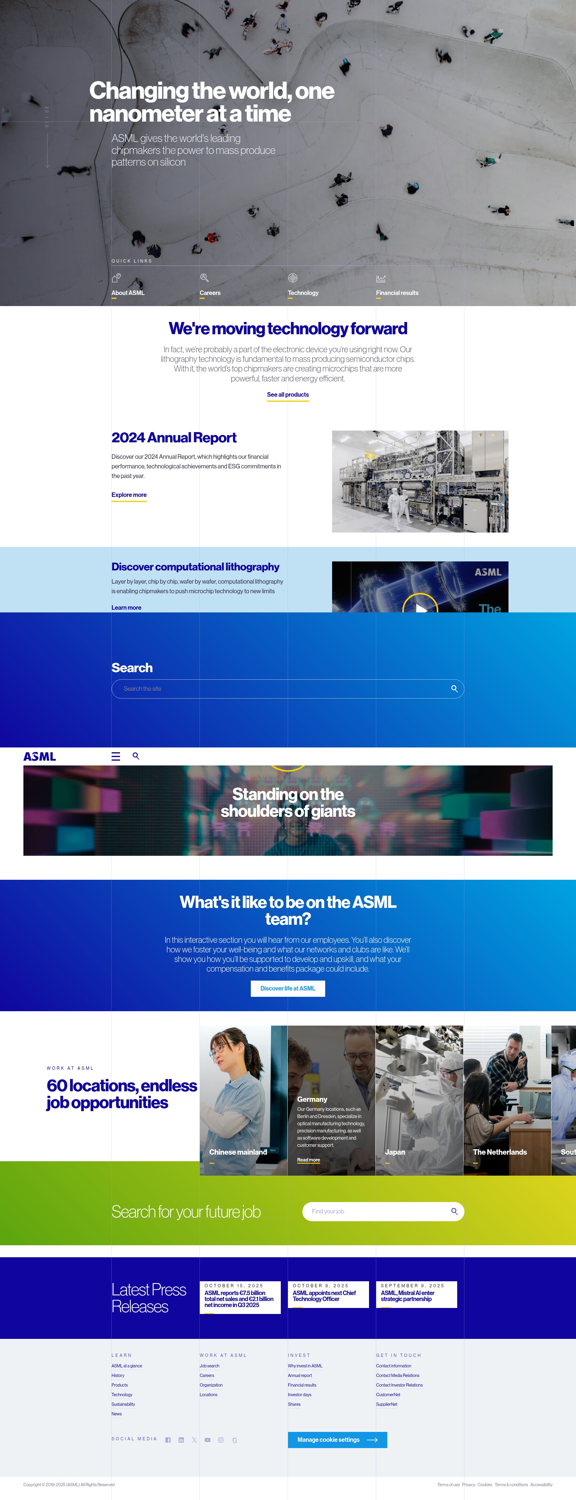 Screenshot of www.asml.com