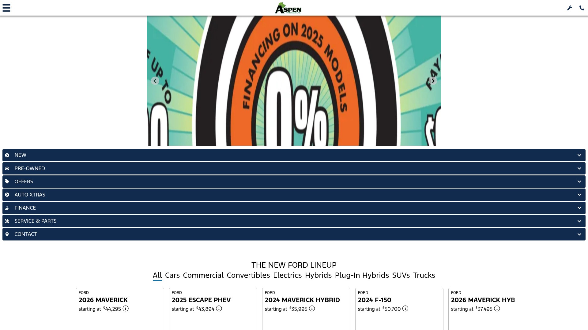 Screenshot of www.aspenford.ca