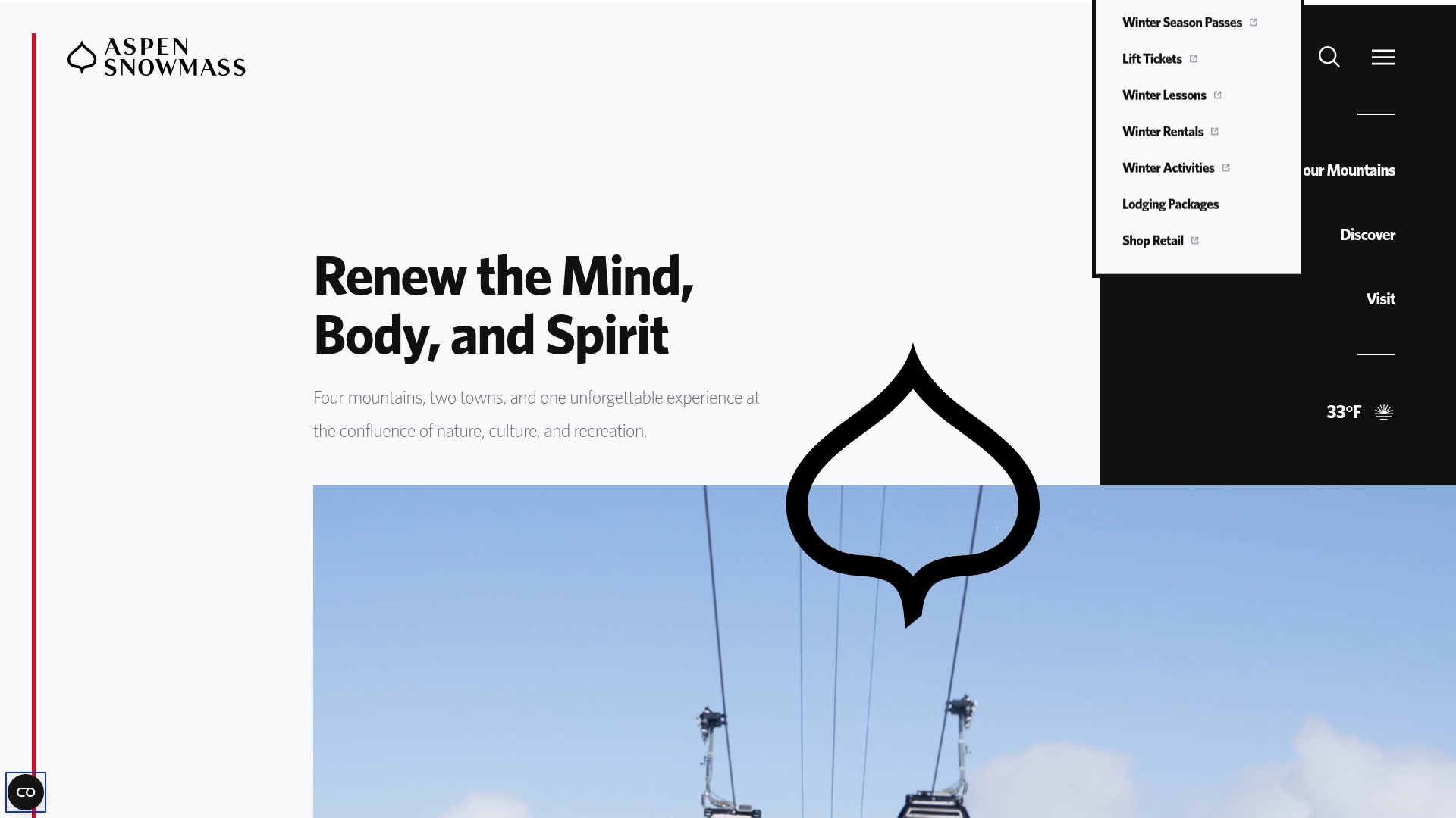 Screenshot of www.aspensnowmass.com