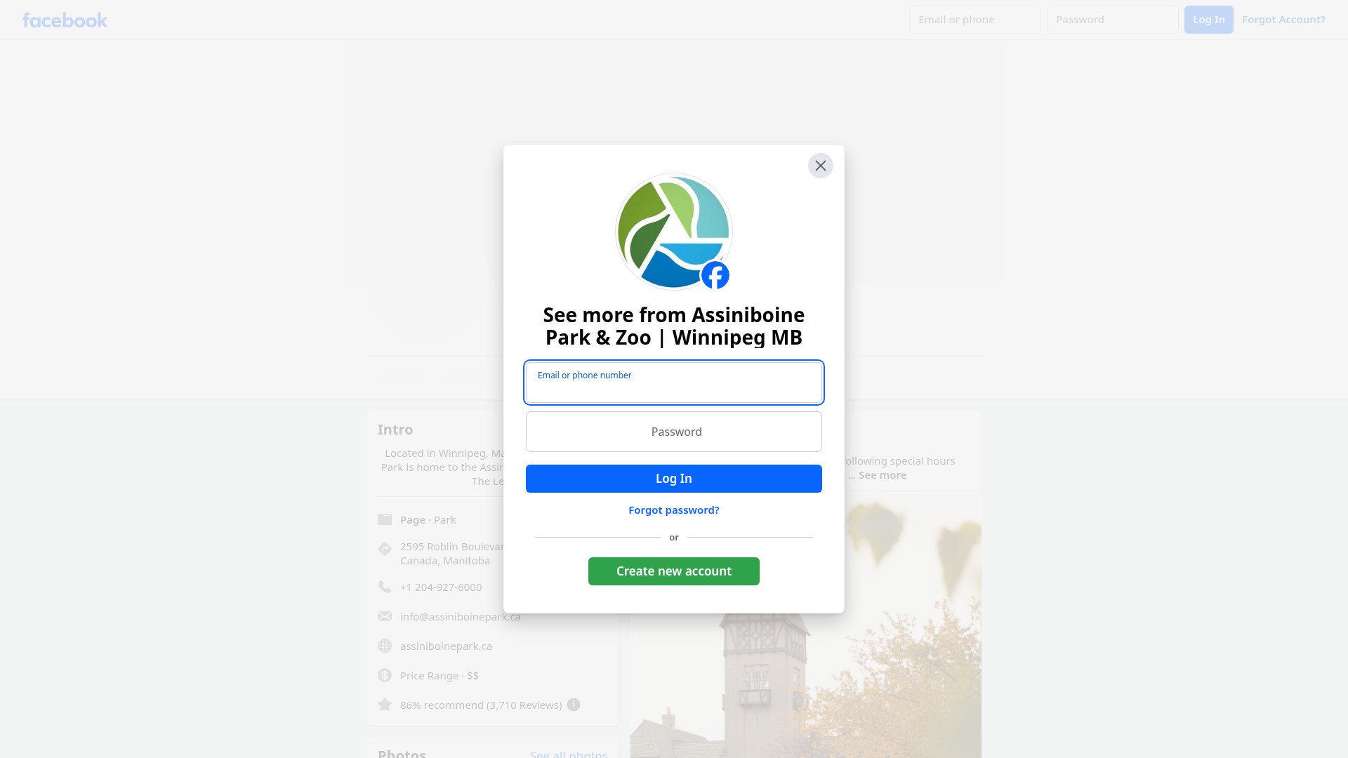 Screenshot of www.assiniboinepark.ca