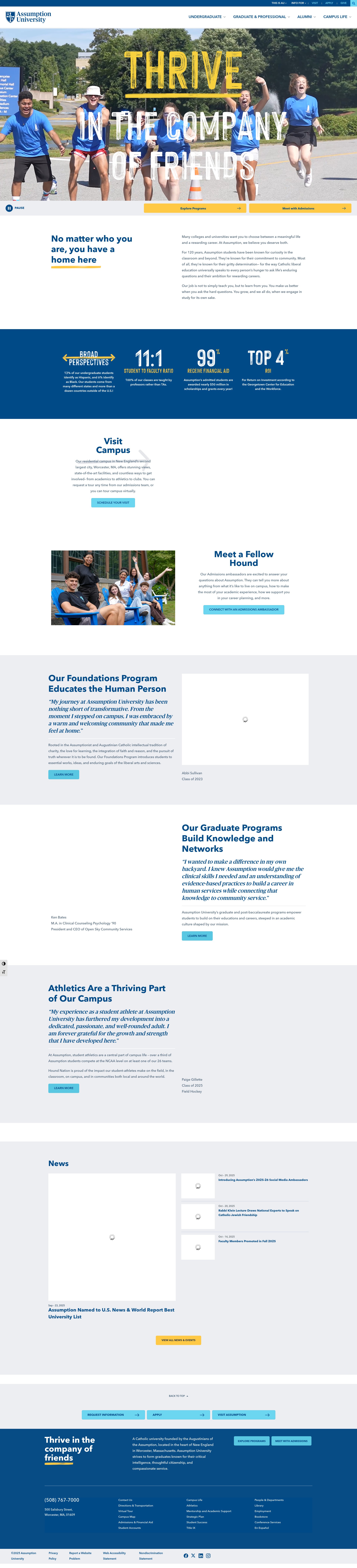 Screenshot of www.assumption.edu