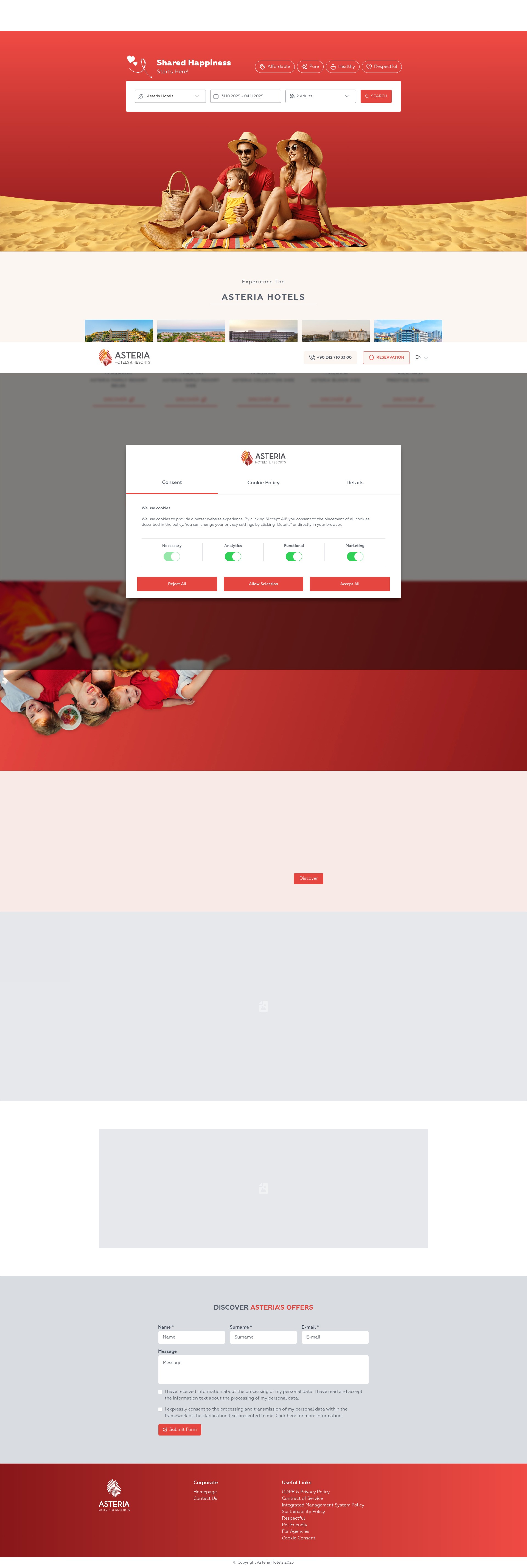Screenshot of www.asteriahotels.com