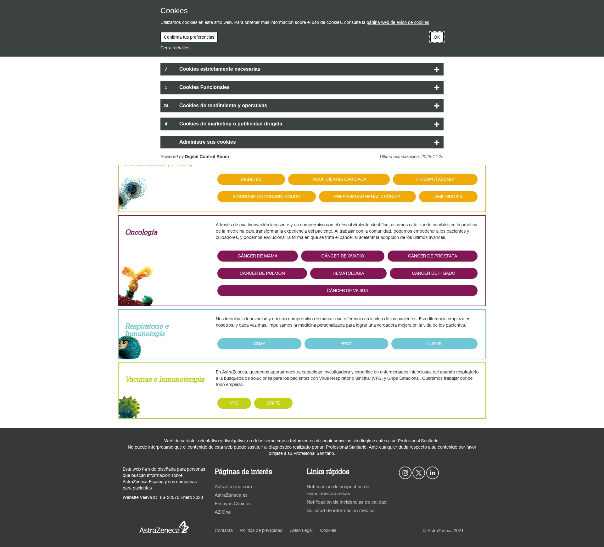 Screenshot of www.astrazenecapacientes.es