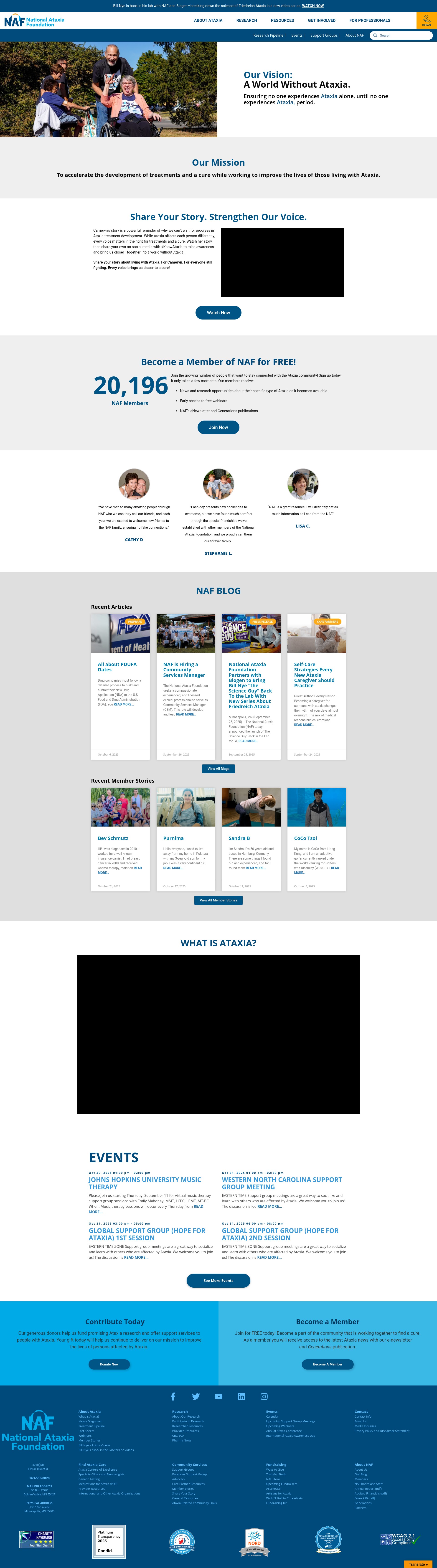 Screenshot of www.ataxia.org