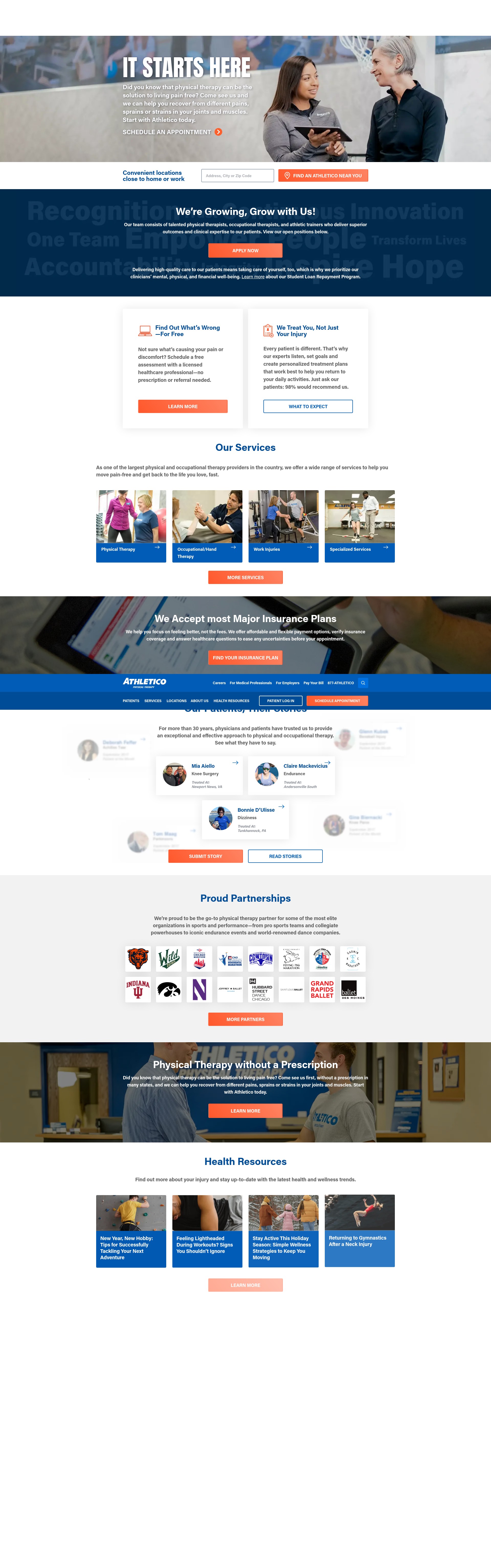 Screenshot of www.athletico.com