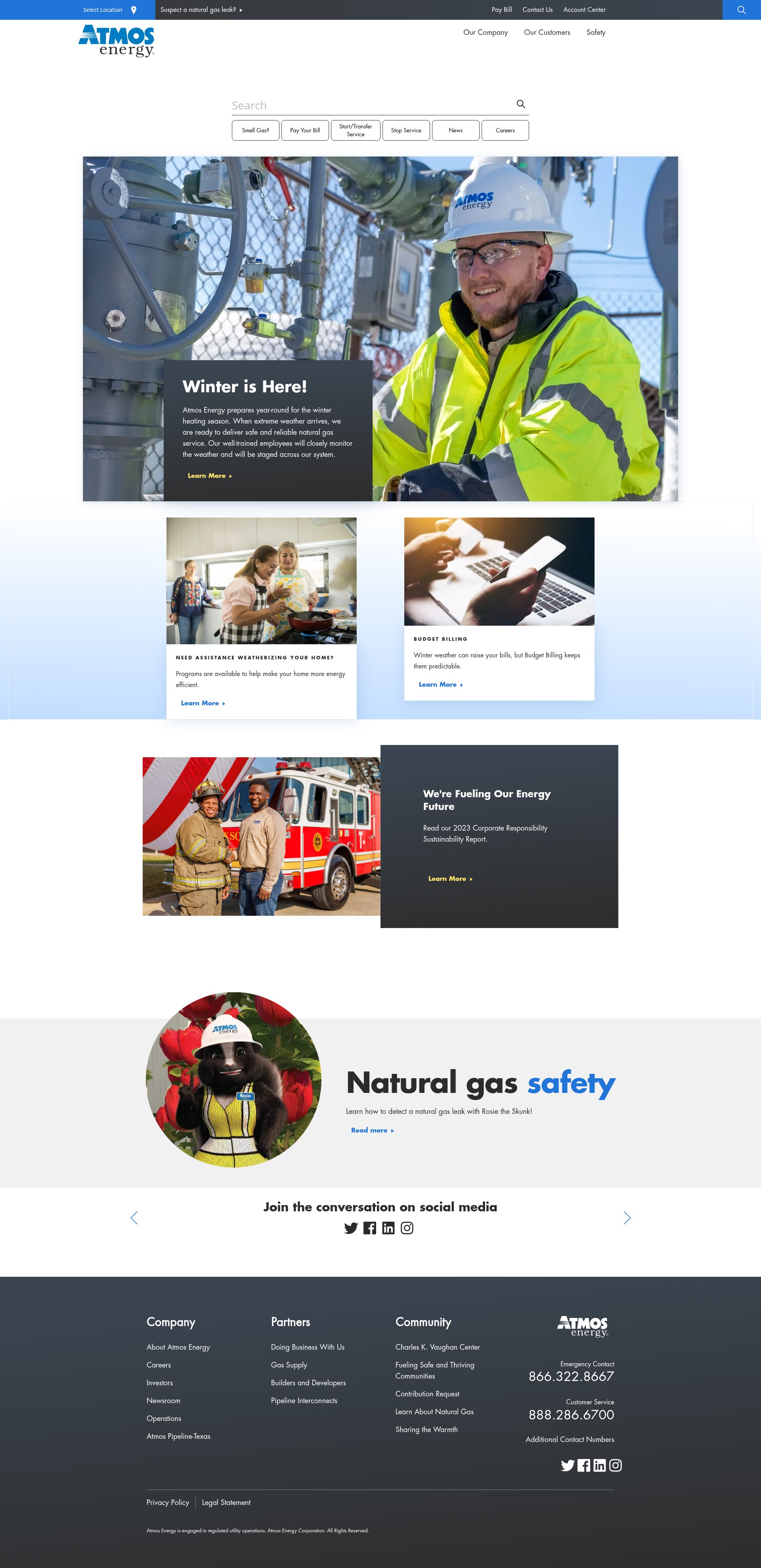 Screenshot of www.atmosenergy.com