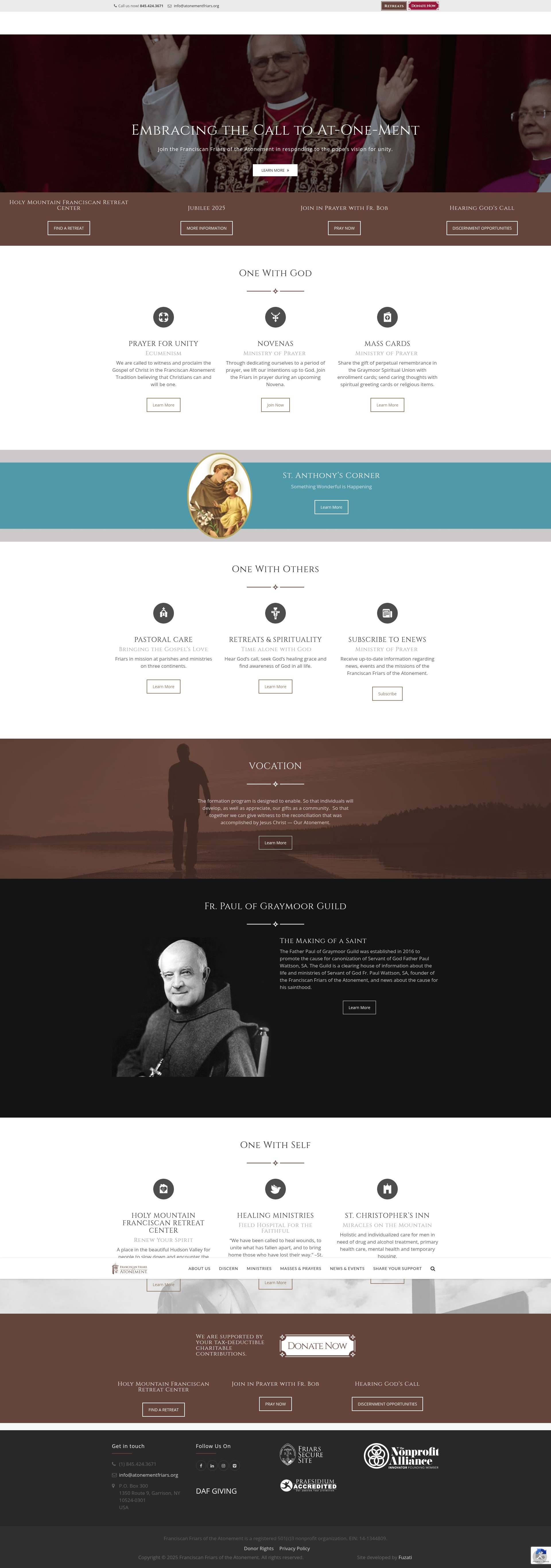 Screenshot of www.atonementfriars.org