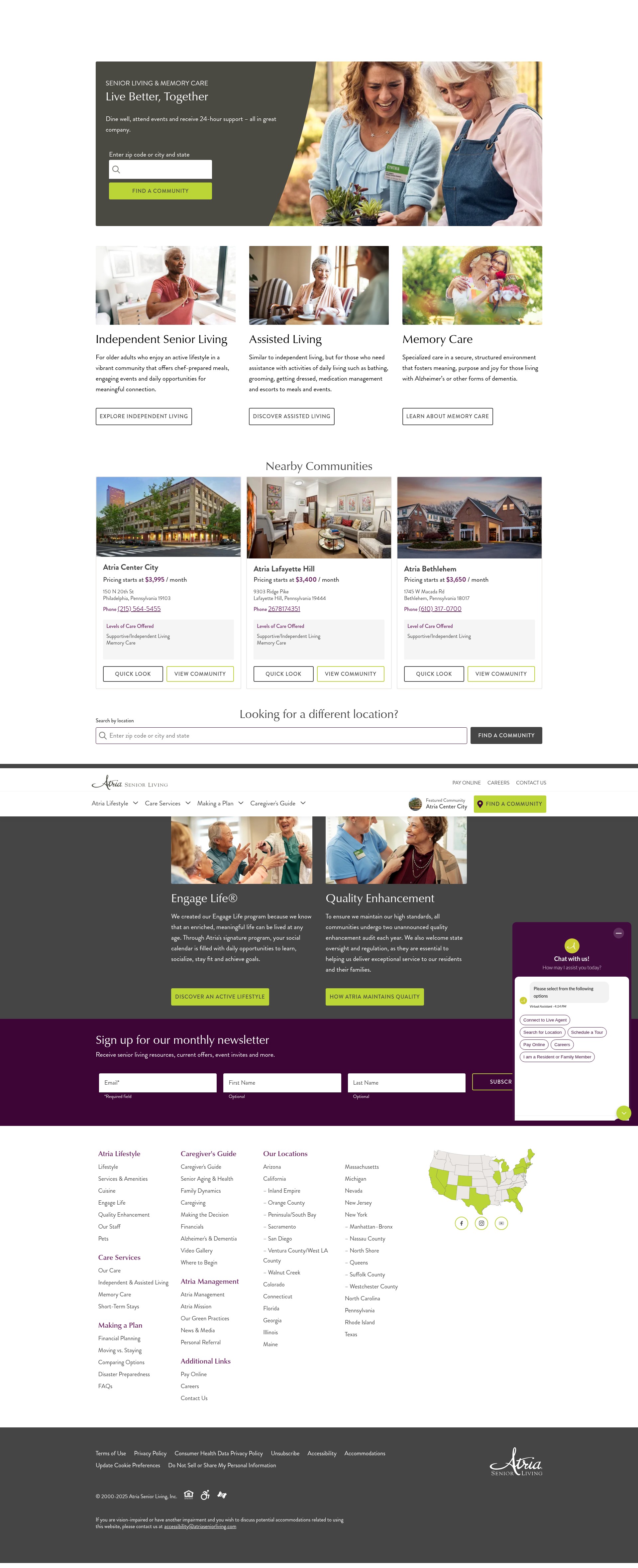Screenshot of www.atriaseniorliving.com