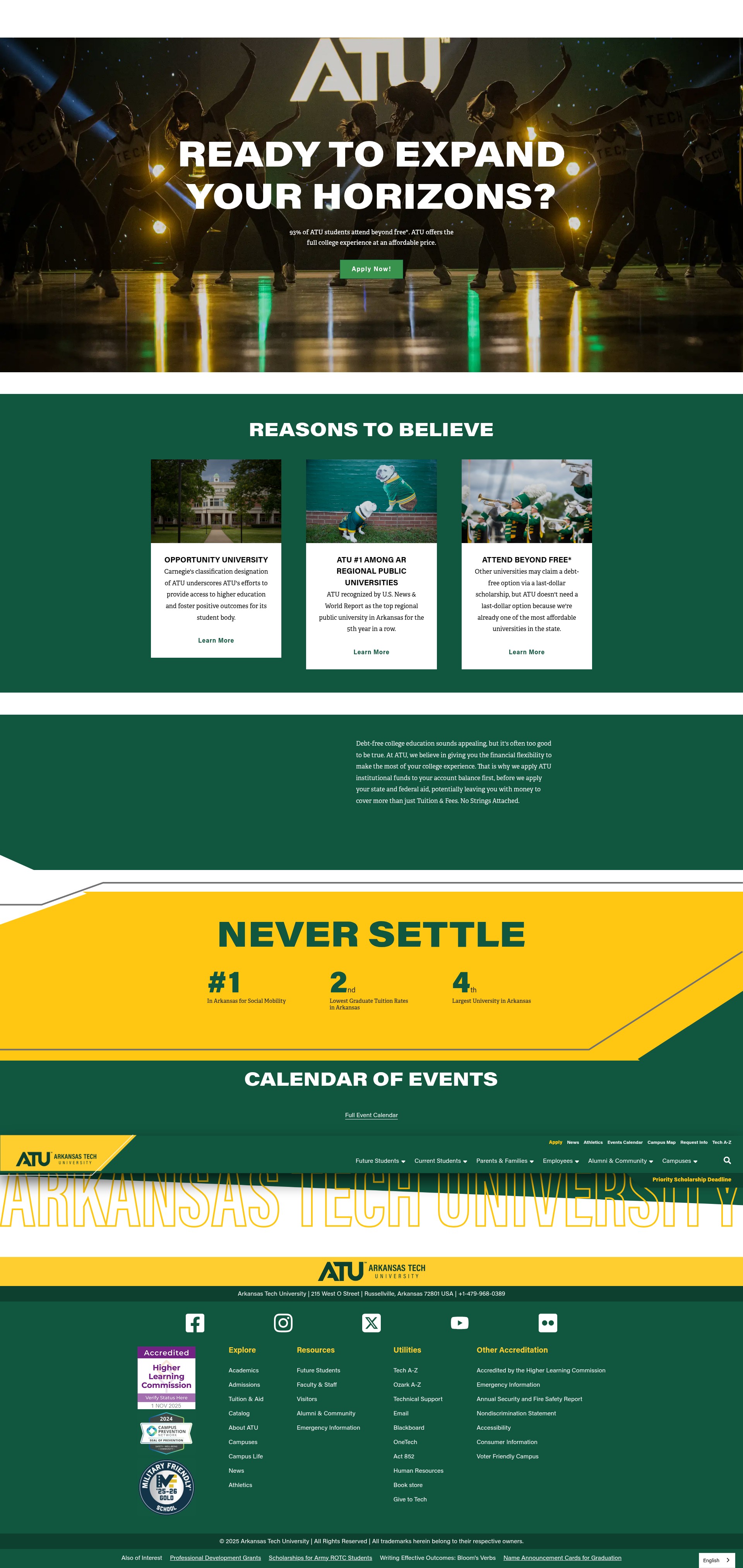 Screenshot of www.atu.edu