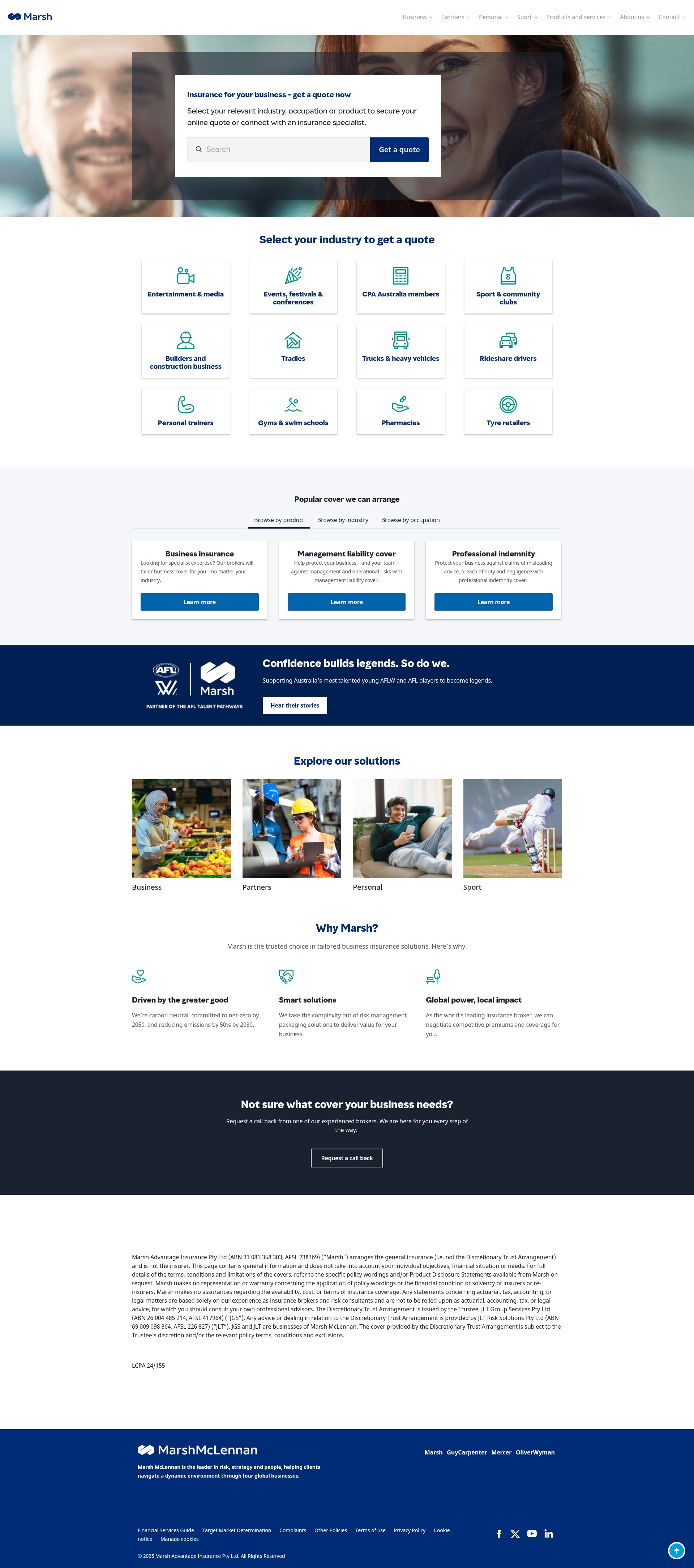 Screenshot of www.au.marsh.com