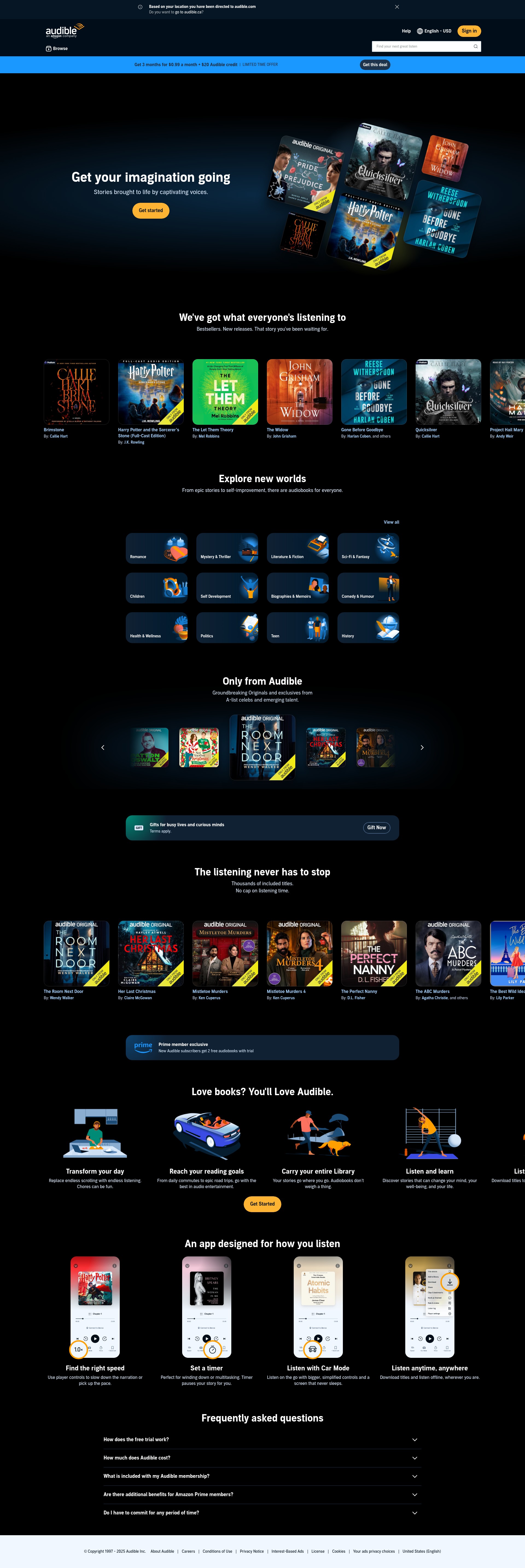 Screenshot of www.audible.ca