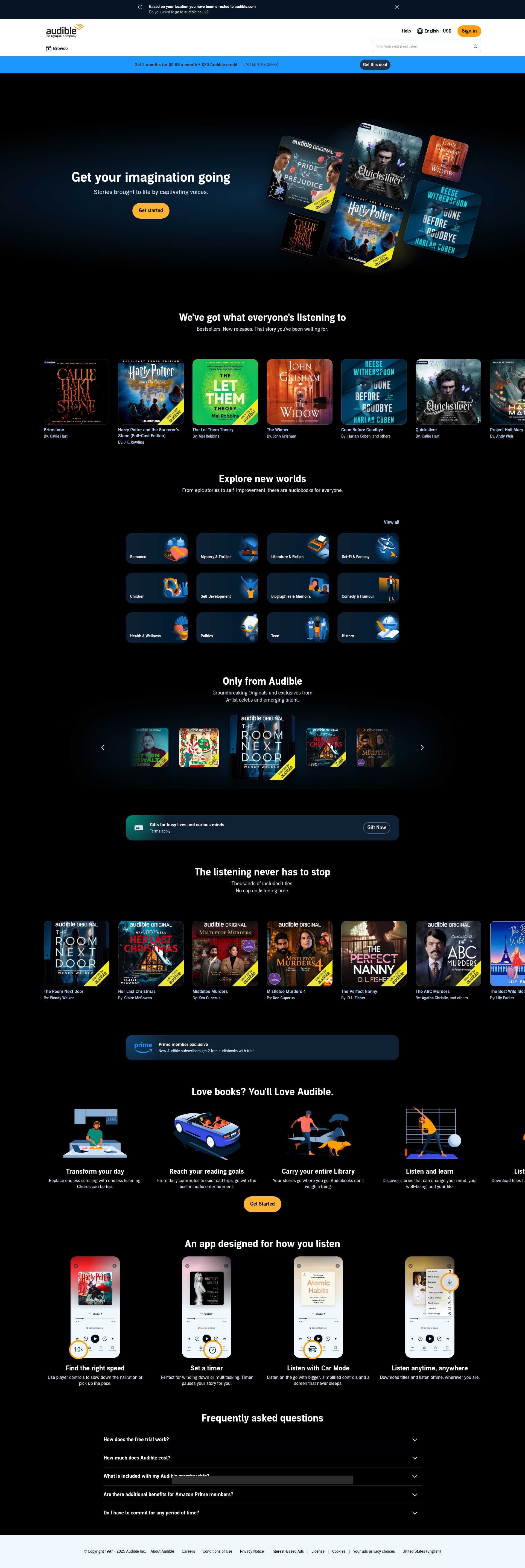 Screenshot of www.audible.co.uk