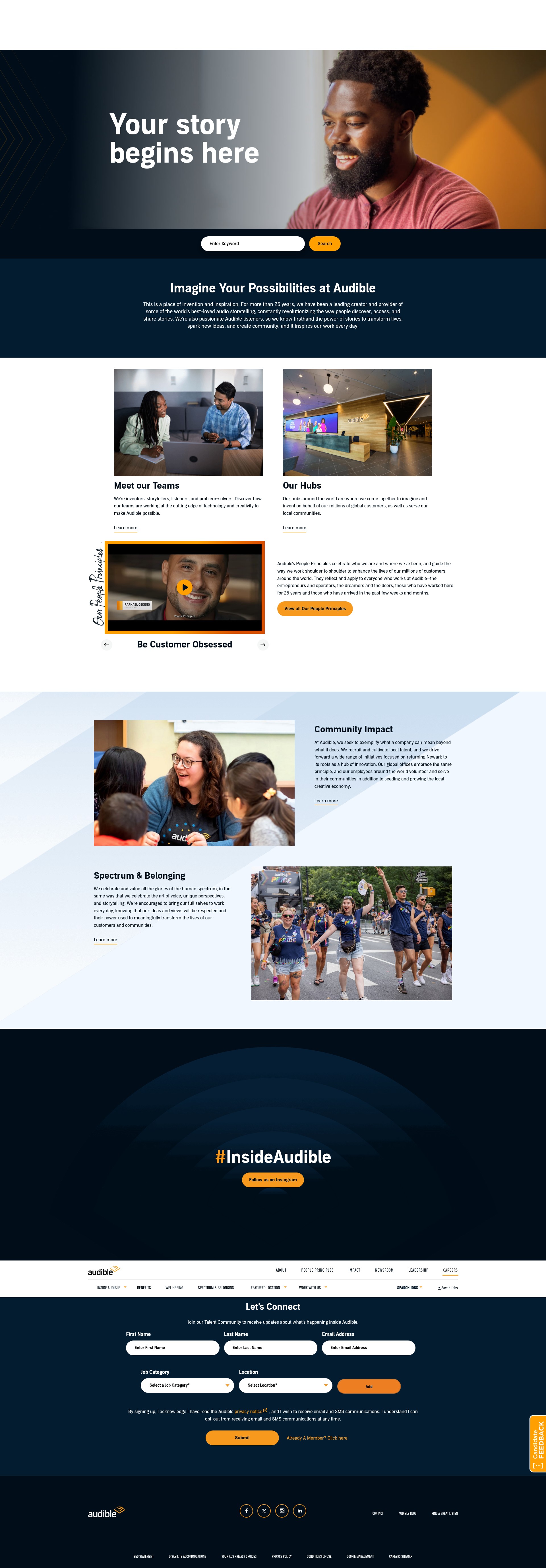 Screenshot of www.audiblecareers.com