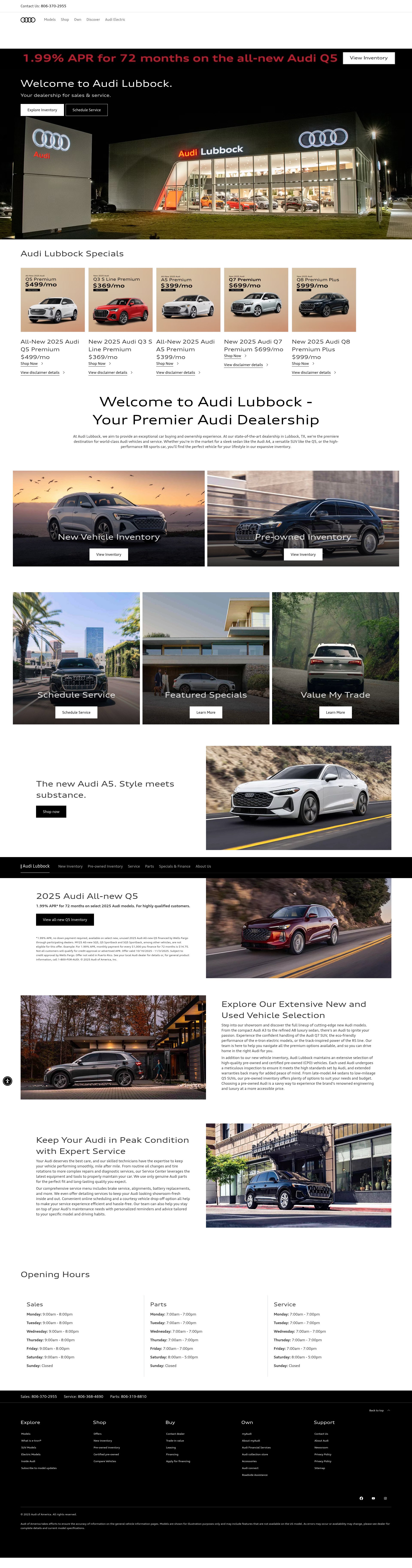 Screenshot of www.audilubbock.com