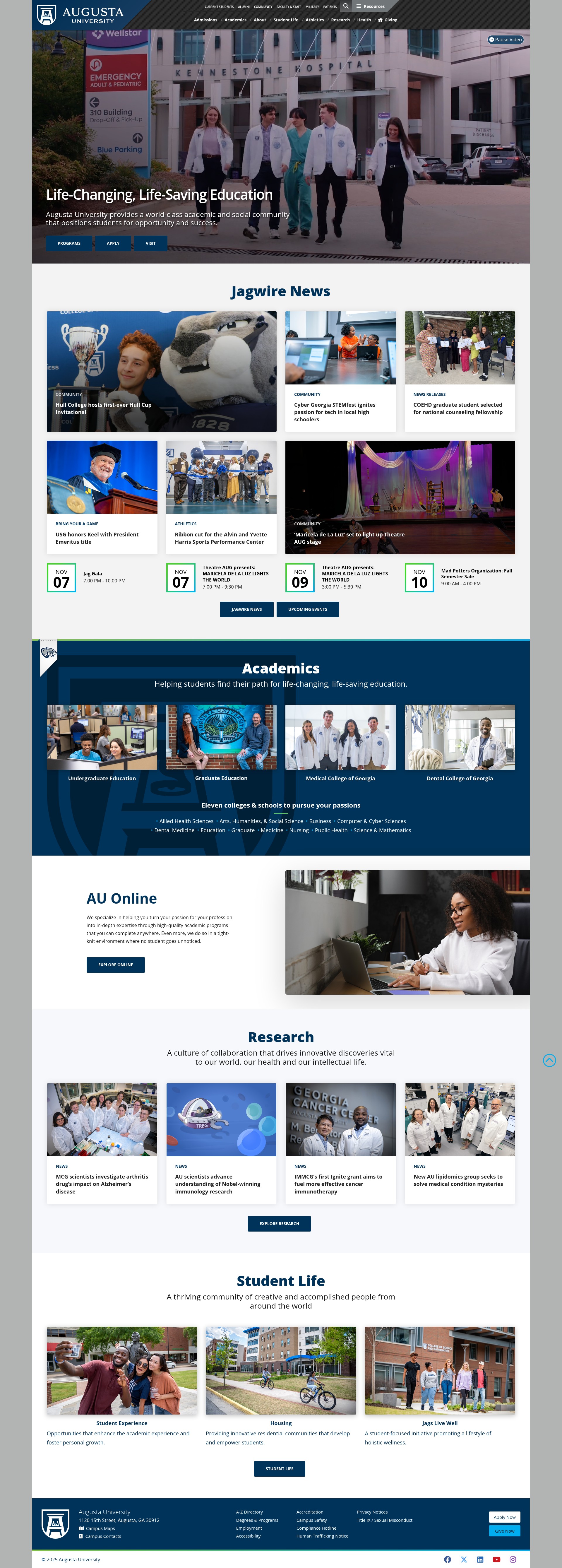 Screenshot of www.augusta.edu