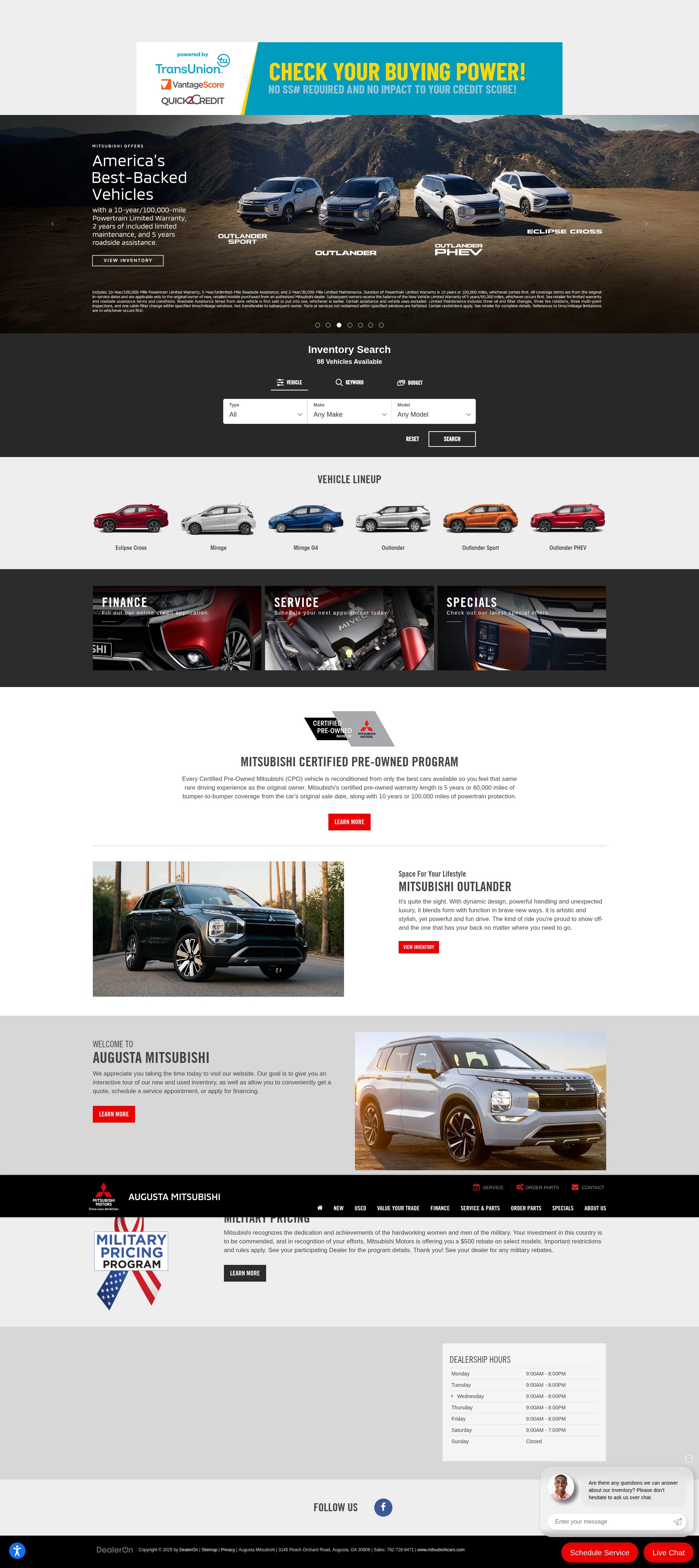 Screenshot of www.augustamitsubishi.com