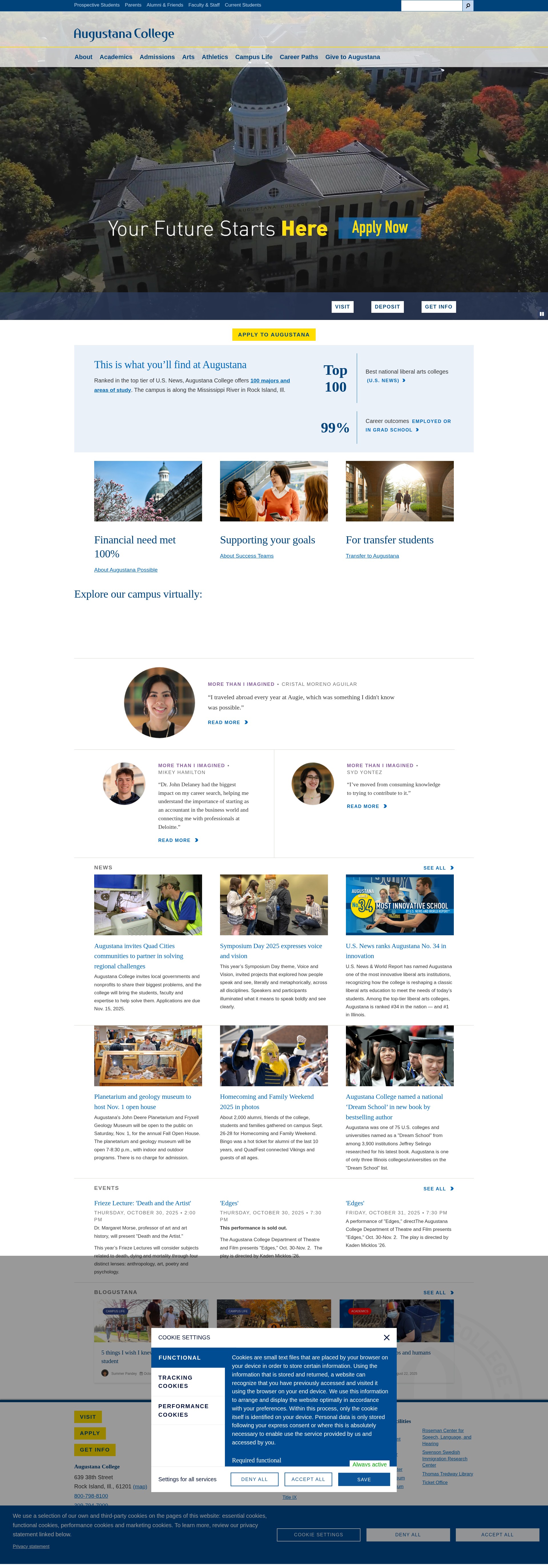 Screenshot of www.augustana.edu