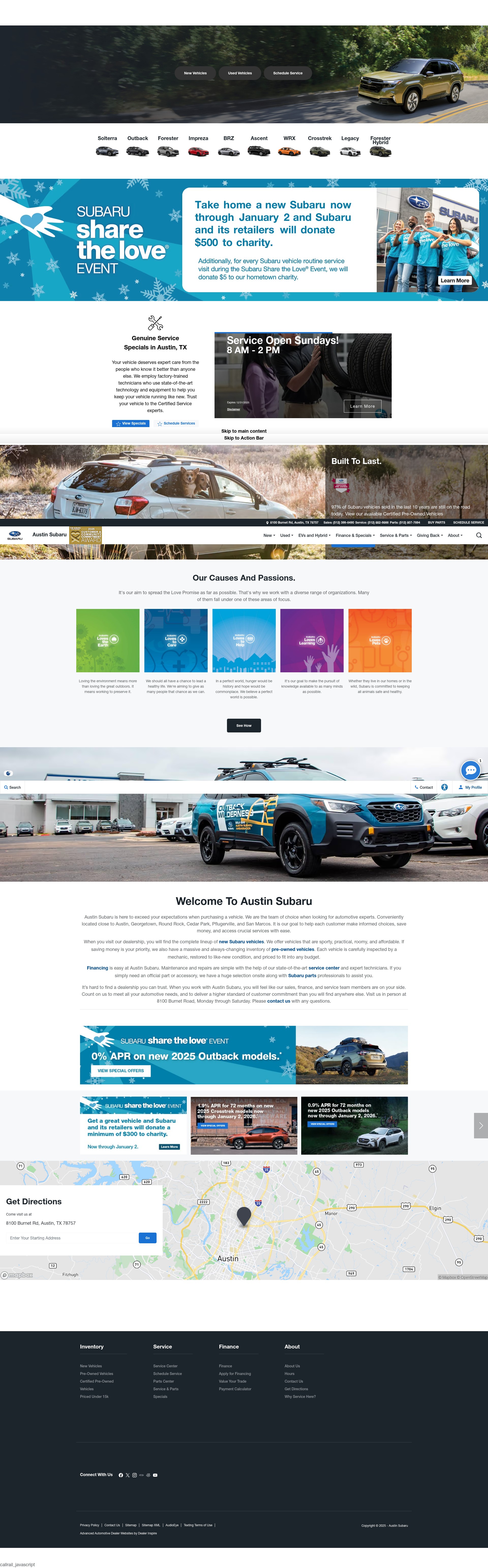 Screenshot of www.austinsubaru.com