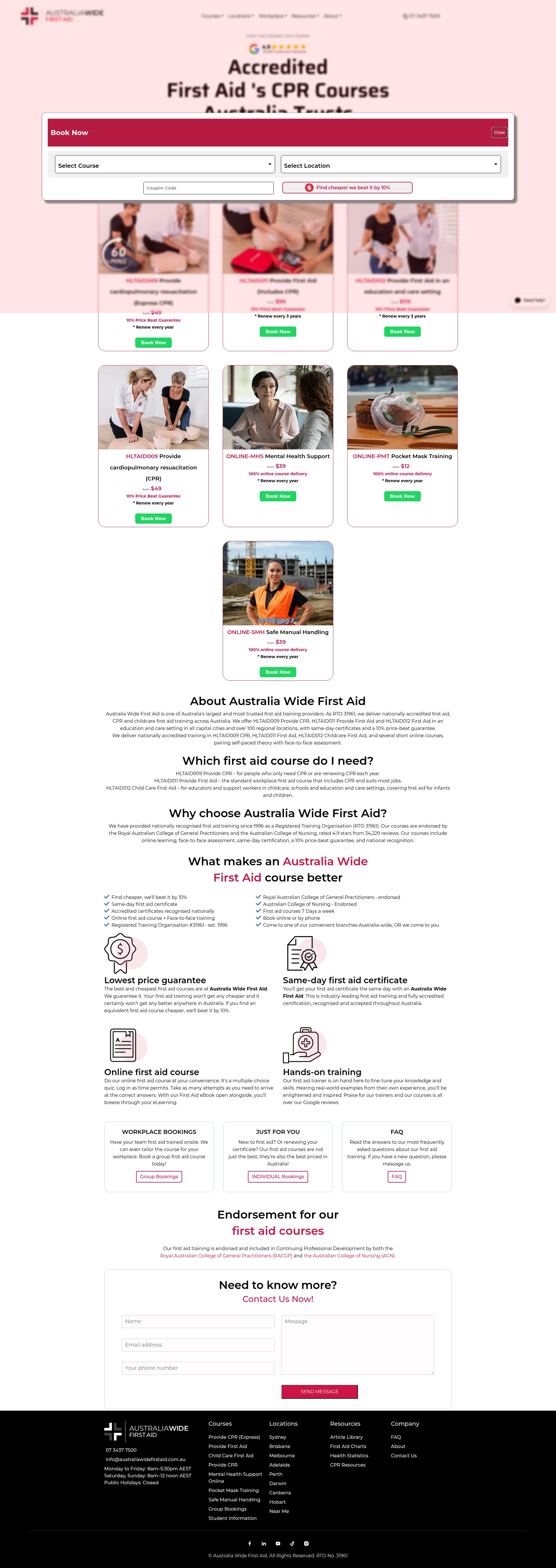 Screenshot of www.australiawidefirstaid.com.au