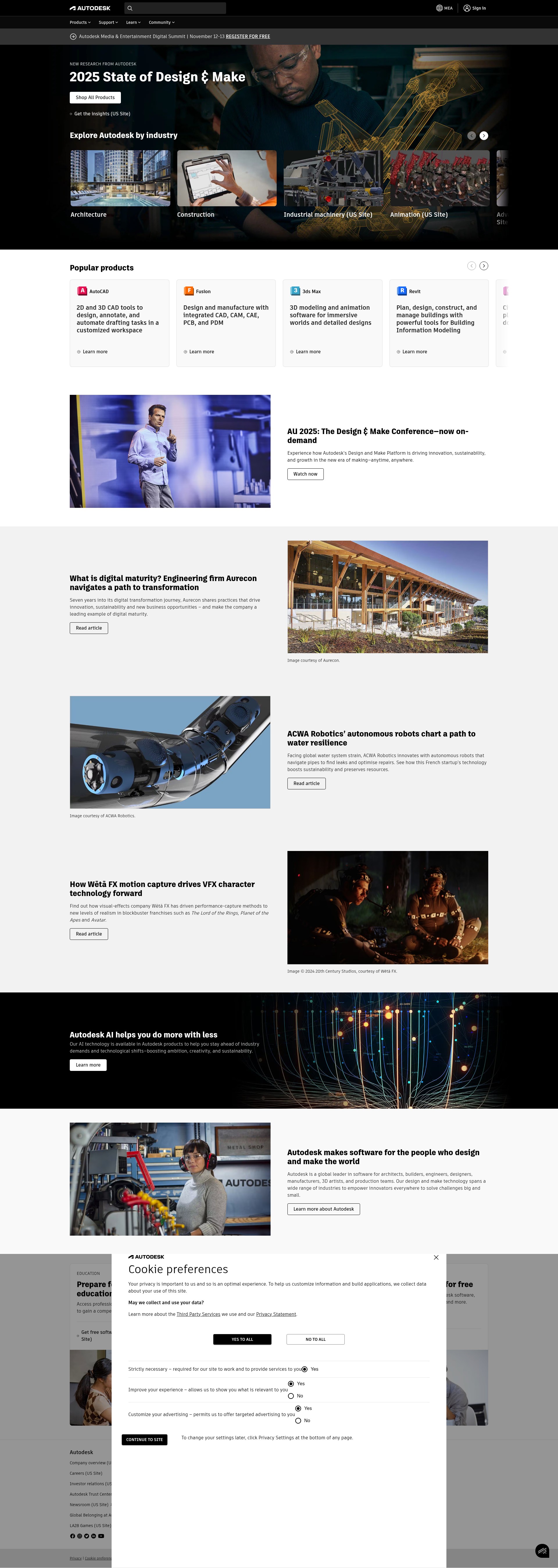 Screenshot of www.autodesk.ae