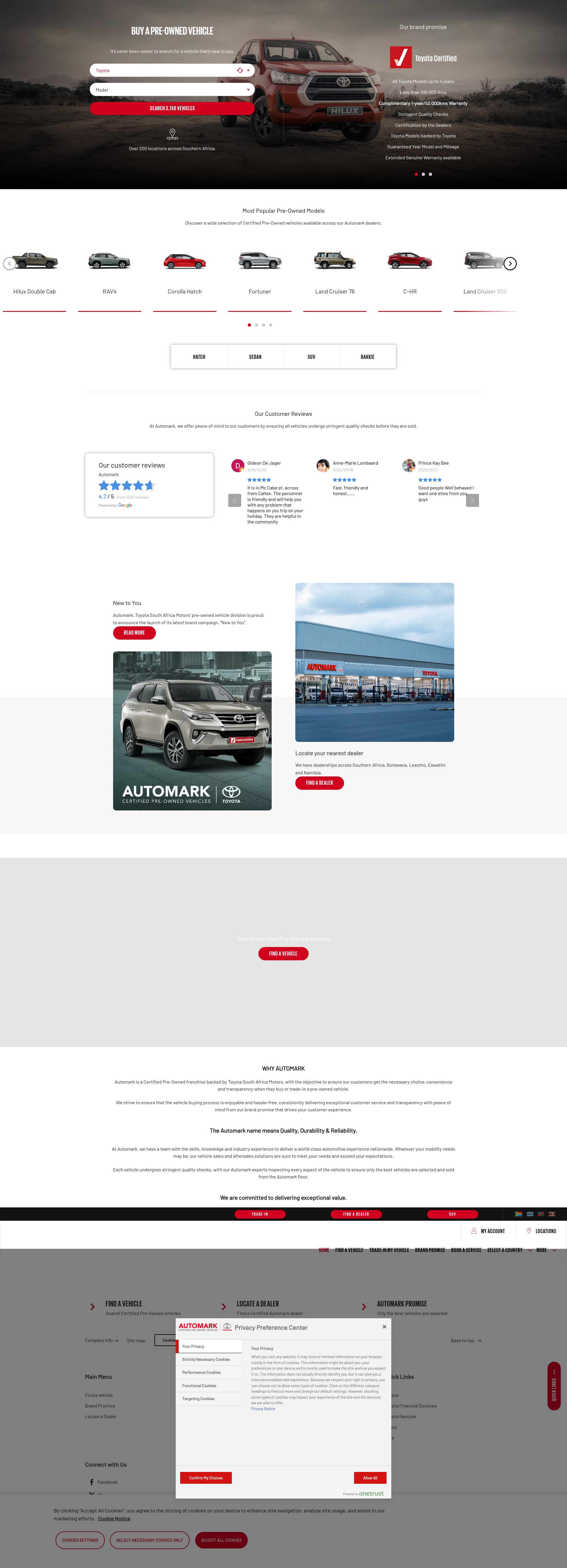 Screenshot of www.automark.co.za