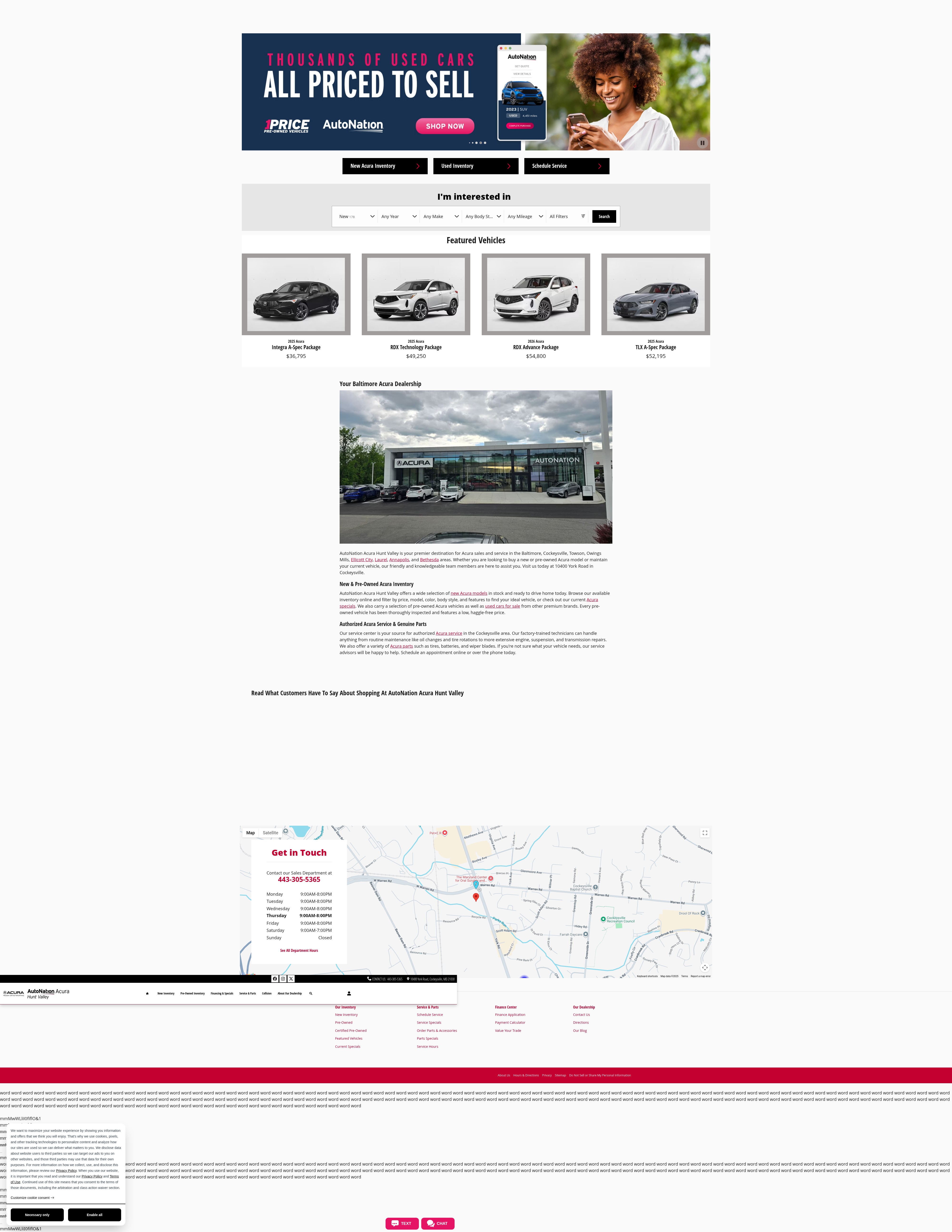 Screenshot of www.autonationacurahuntvalley.com