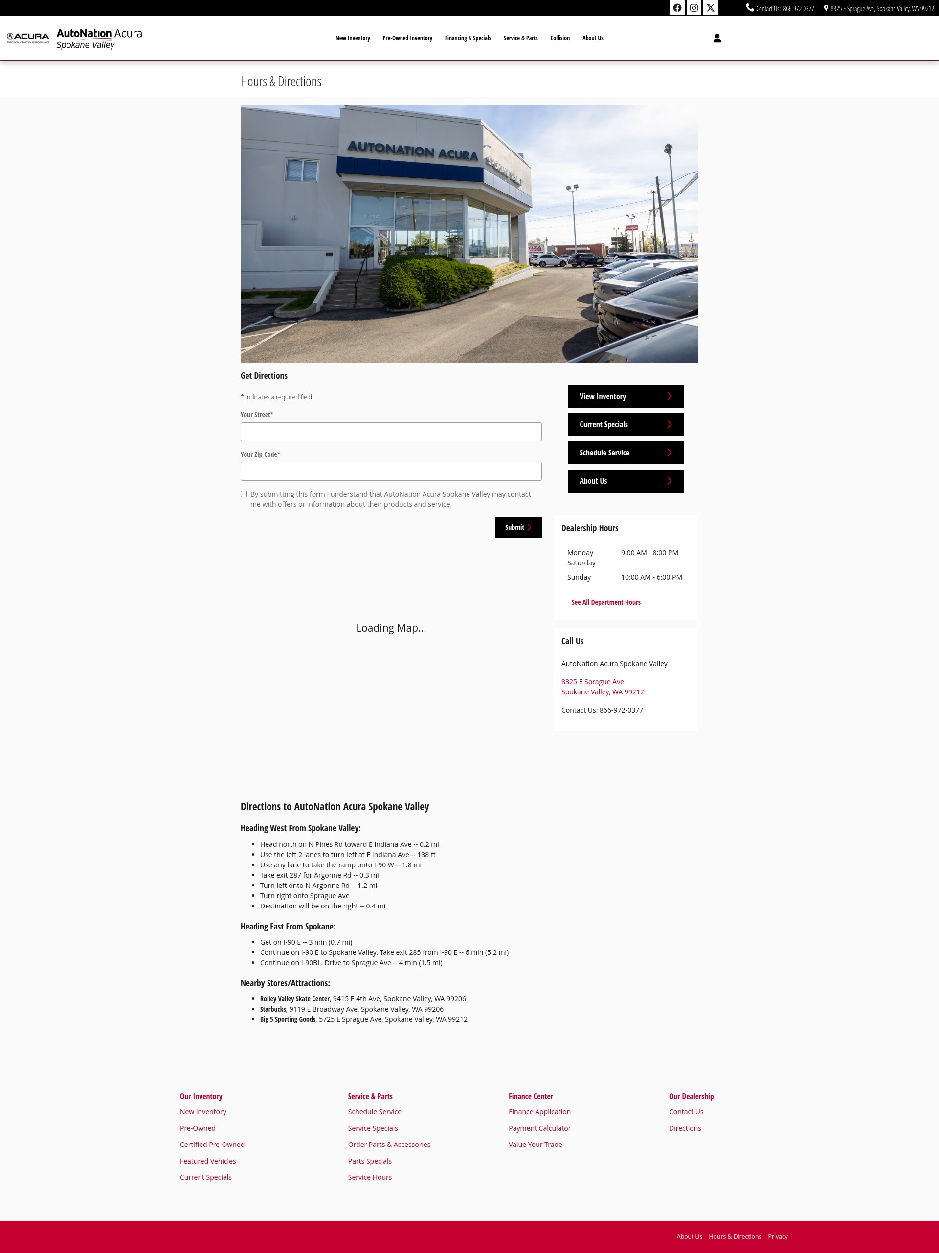 Screenshot of www.autonationacuraspokanevalley.com