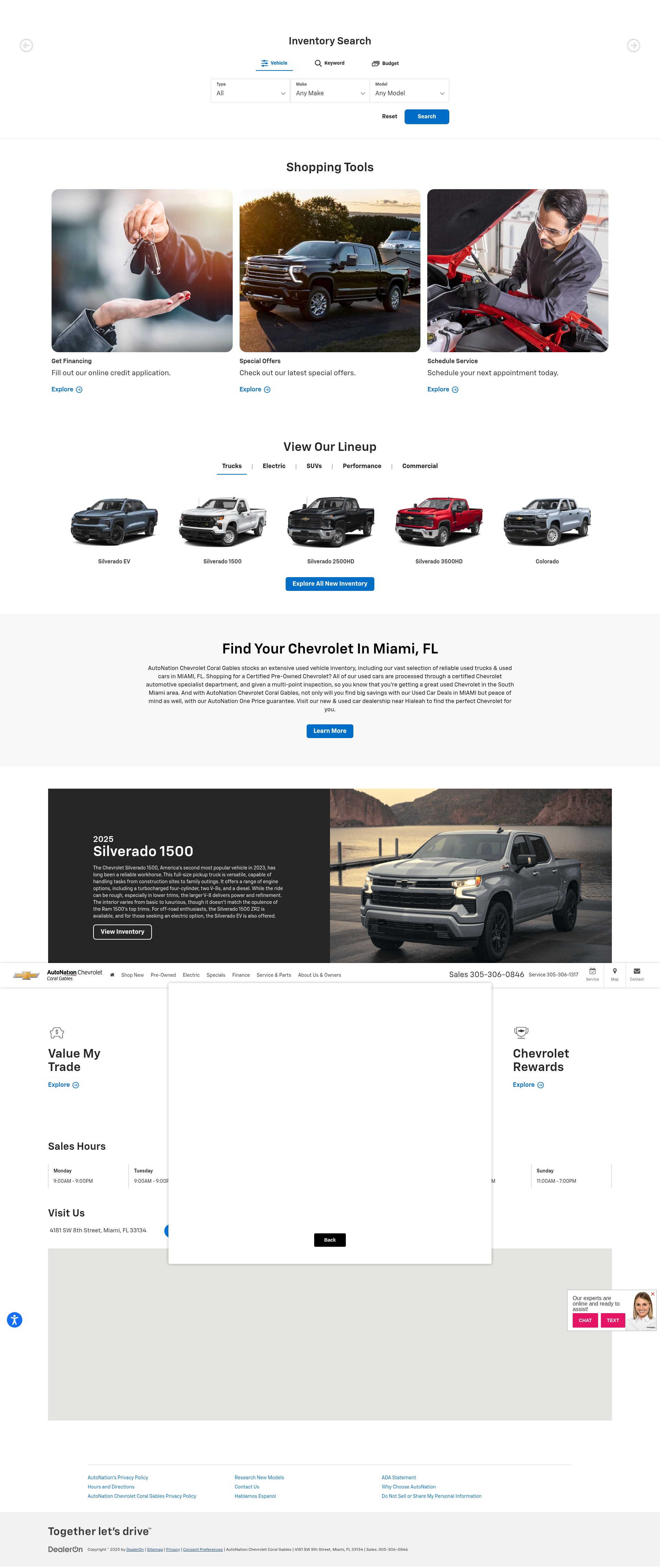 Screenshot of www.autonationchevroletcoralgables.com