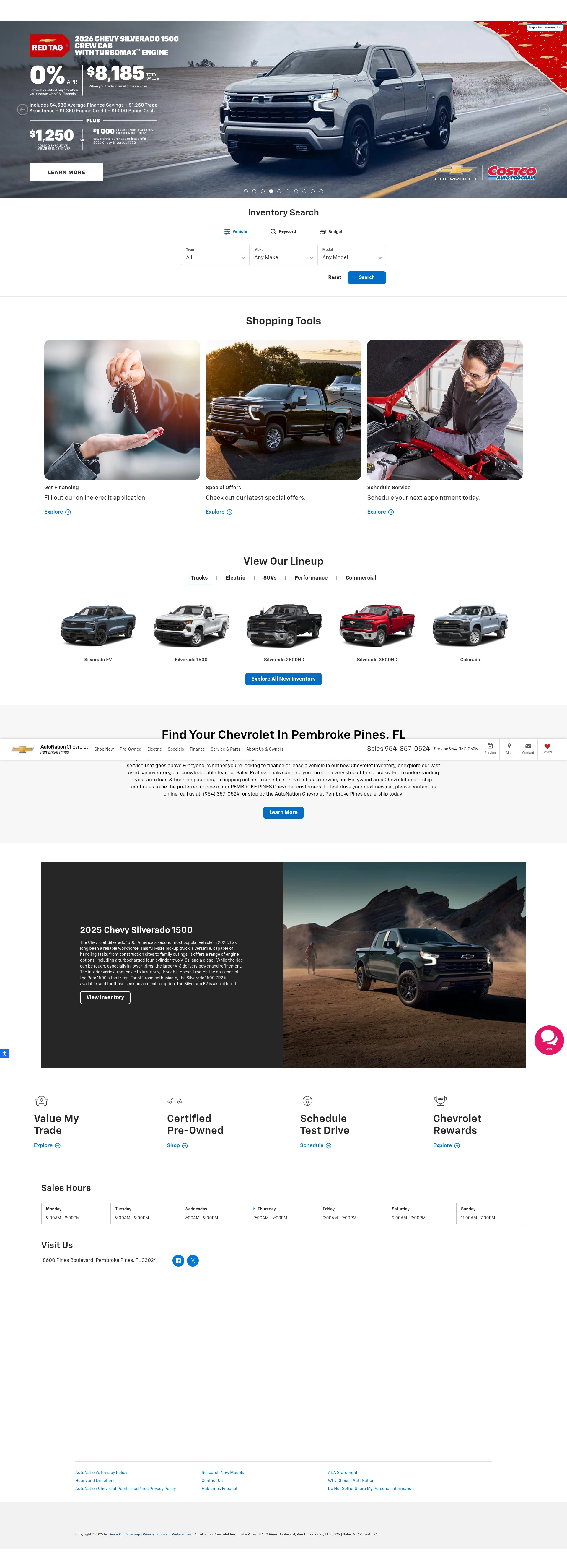 Screenshot of www.autonationchevroletpembrokepines.com