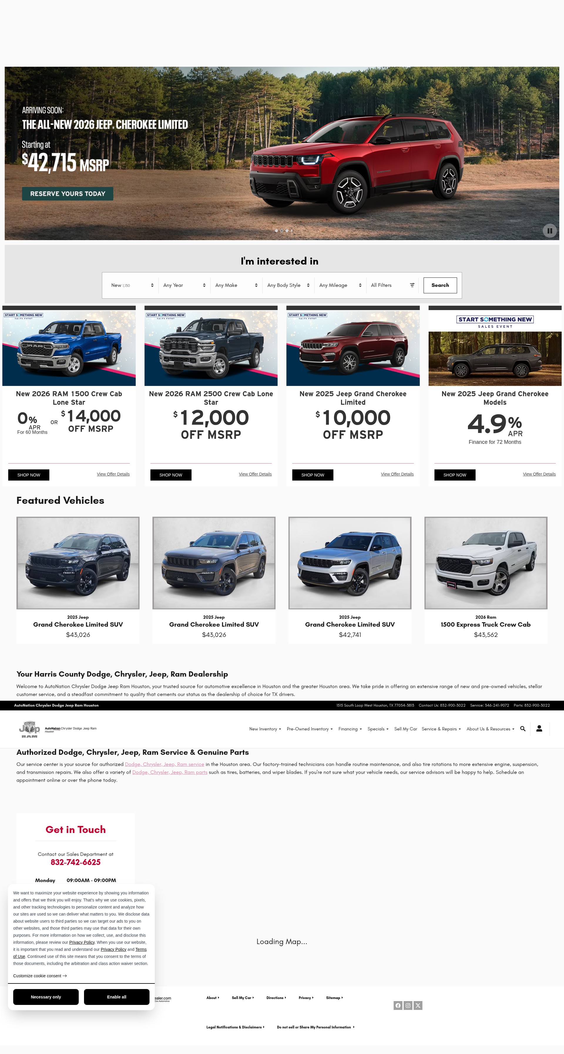 Screenshot of www.autonationchryslerdodgejeepramhouston.com