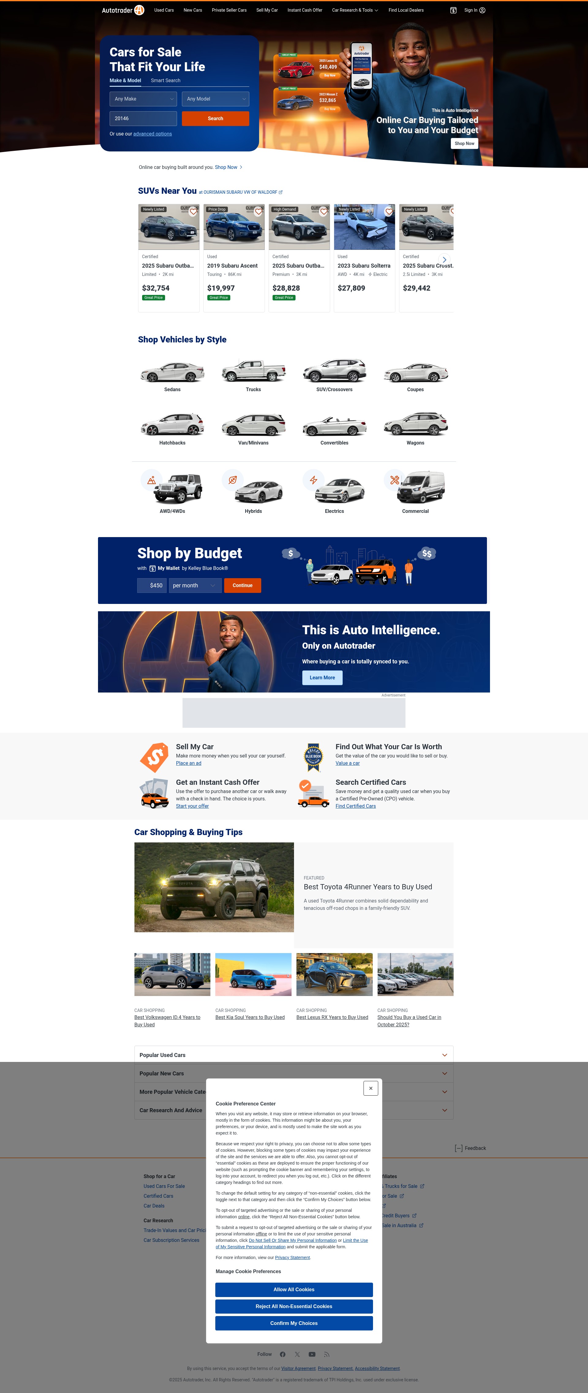 Screenshot of www.autotrader.com